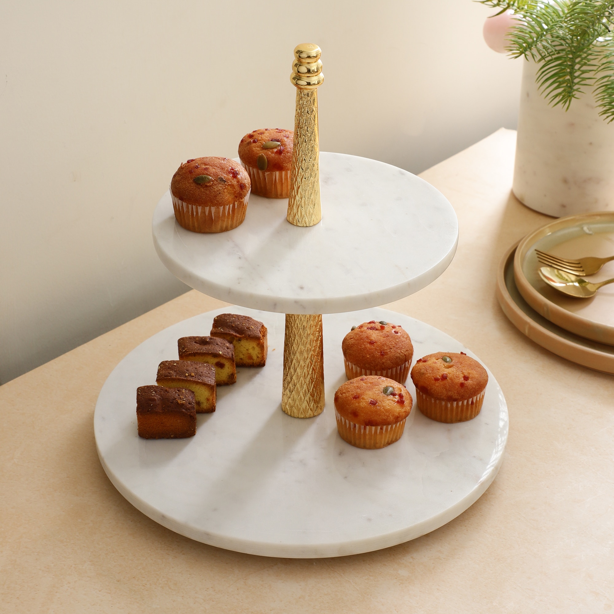 Marble Harmony Two-Tier Display