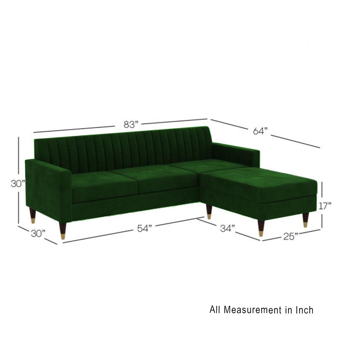 Deeplac Sectional Fabric Sofa - Green