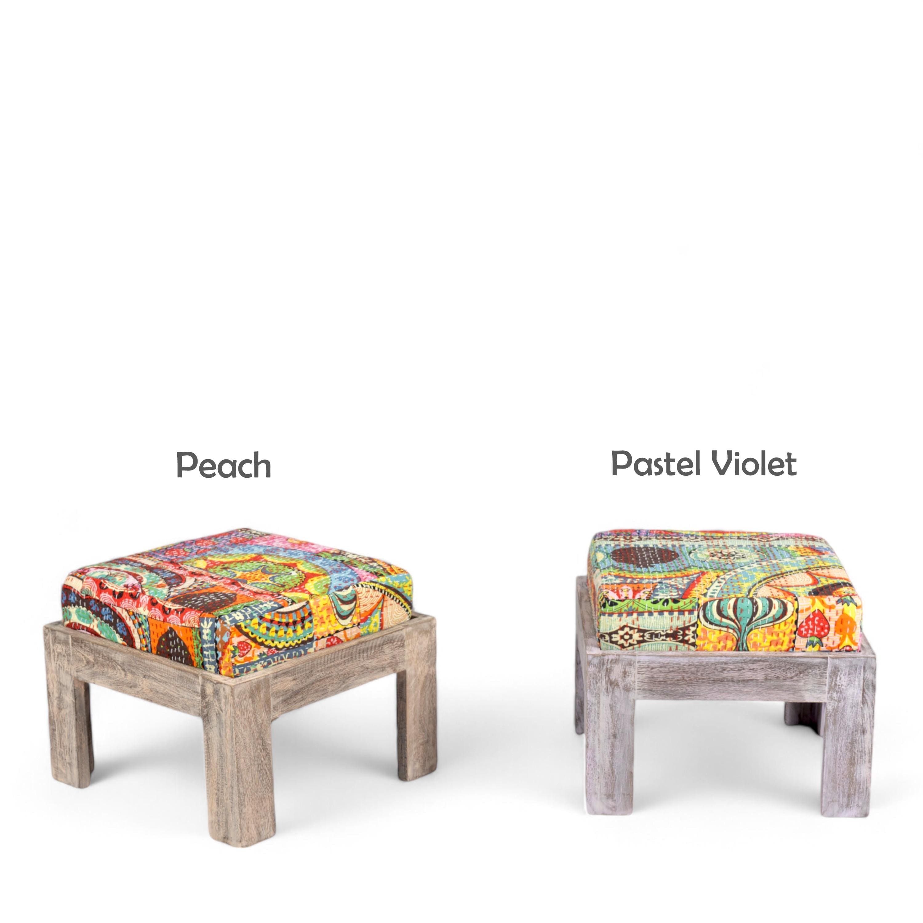 Blane Sheesham Wood Country Side Coffee Table Set With 4 Stools In Antique Multi-Colour Finish