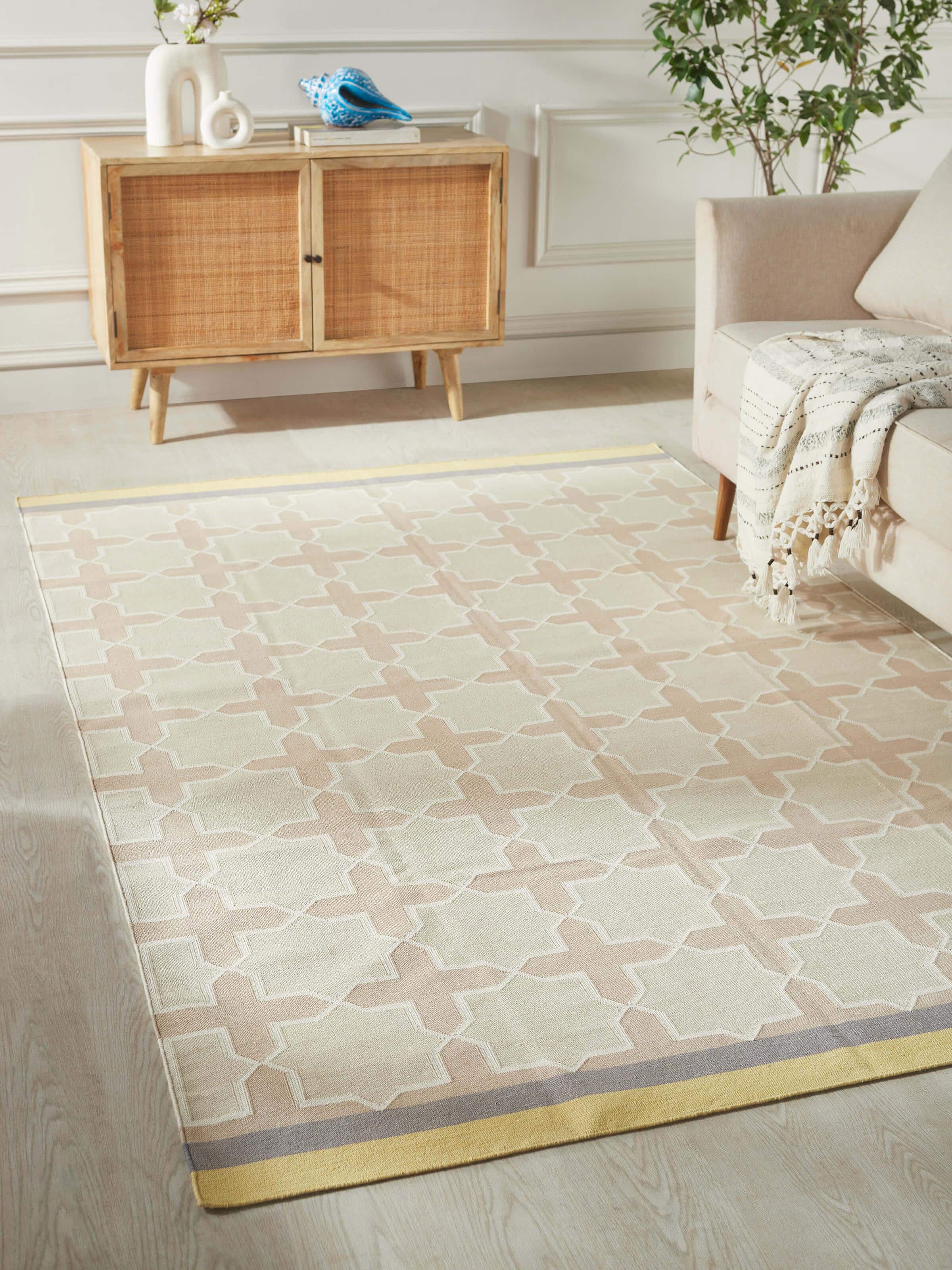 Top-down shot highlighting the clean geometric patterns and color combination