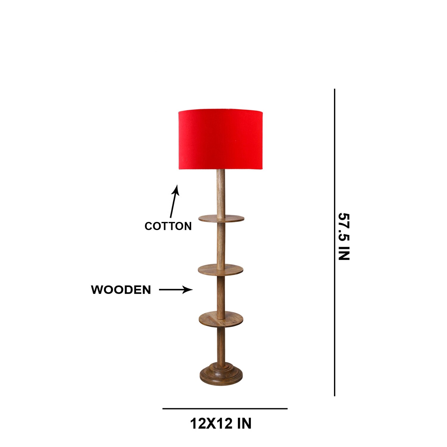 Devansh Shelf Wooden Floor Lamp