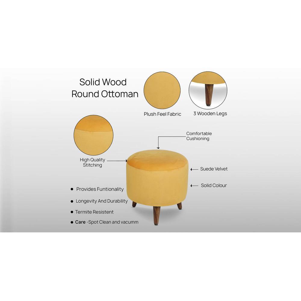 Freya Solid Wood  Ottomon in  Yellow Colour