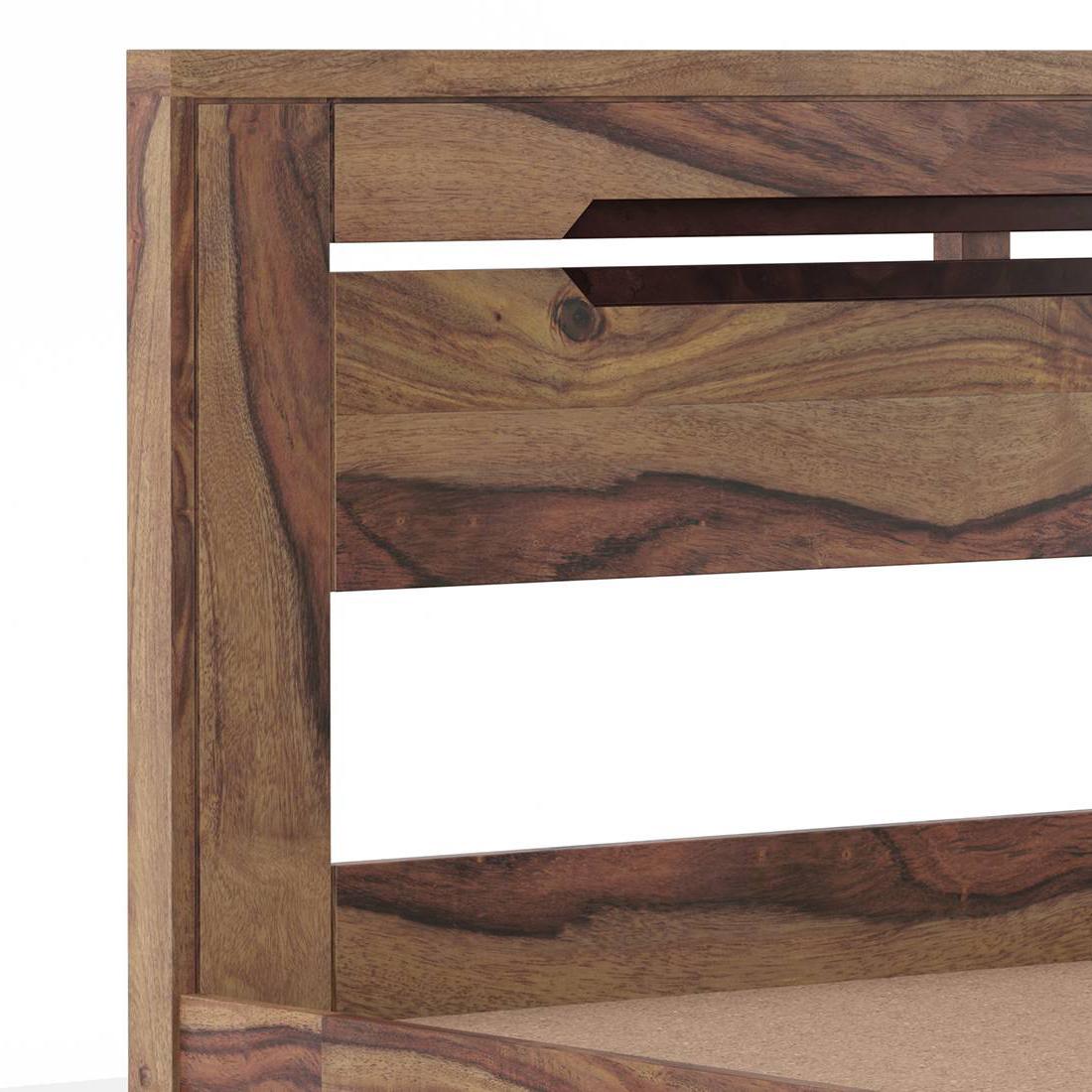 Amal Solid Wood Queen Size Bed In Teak Finish