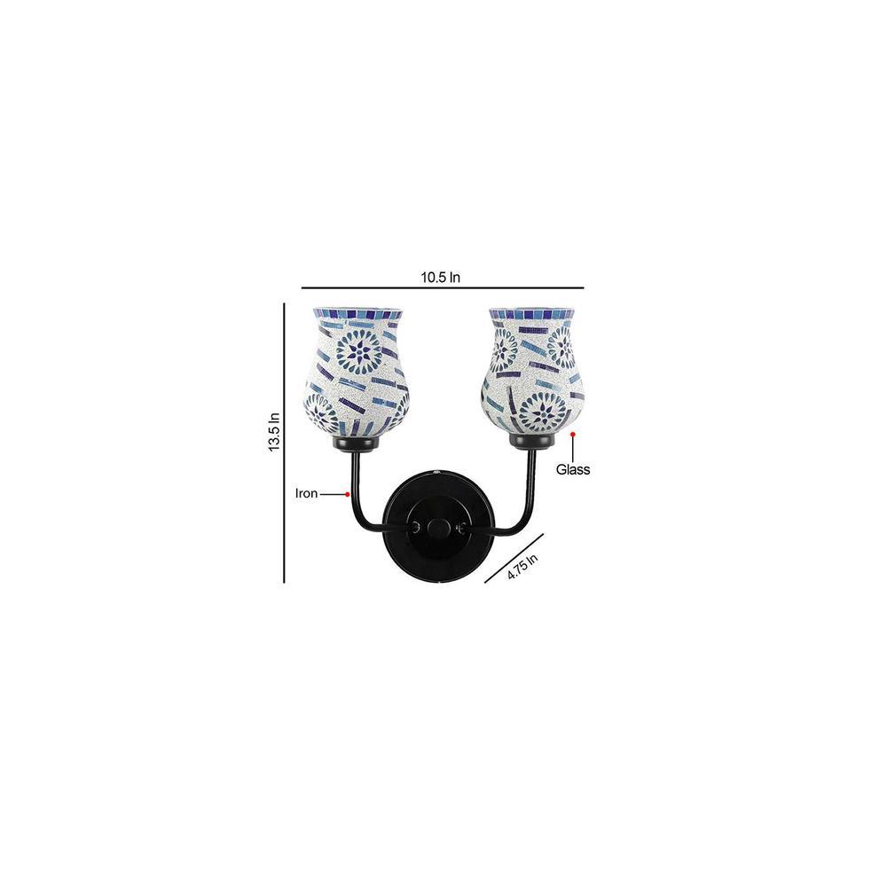 Aerilyn Dual Multicolor Mosaic Glass Wall Mounted Lamp with Iron Base
