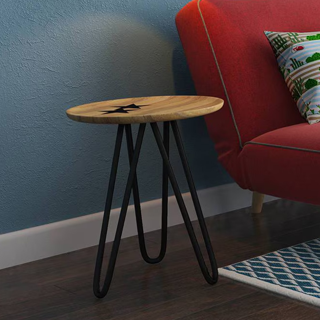 Capella Solid Wood Side Table in Natural Finish - Urban Ladder