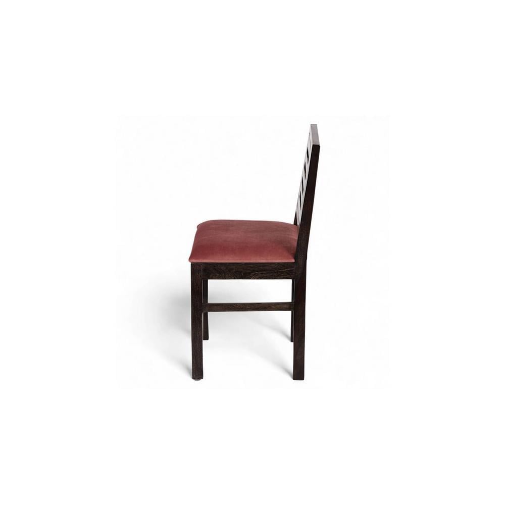 Rosslyn Sheesham Wood Set of 2 Dining Chairs in Mahogany Finish & Coral Pink Velvet Cushion Seat