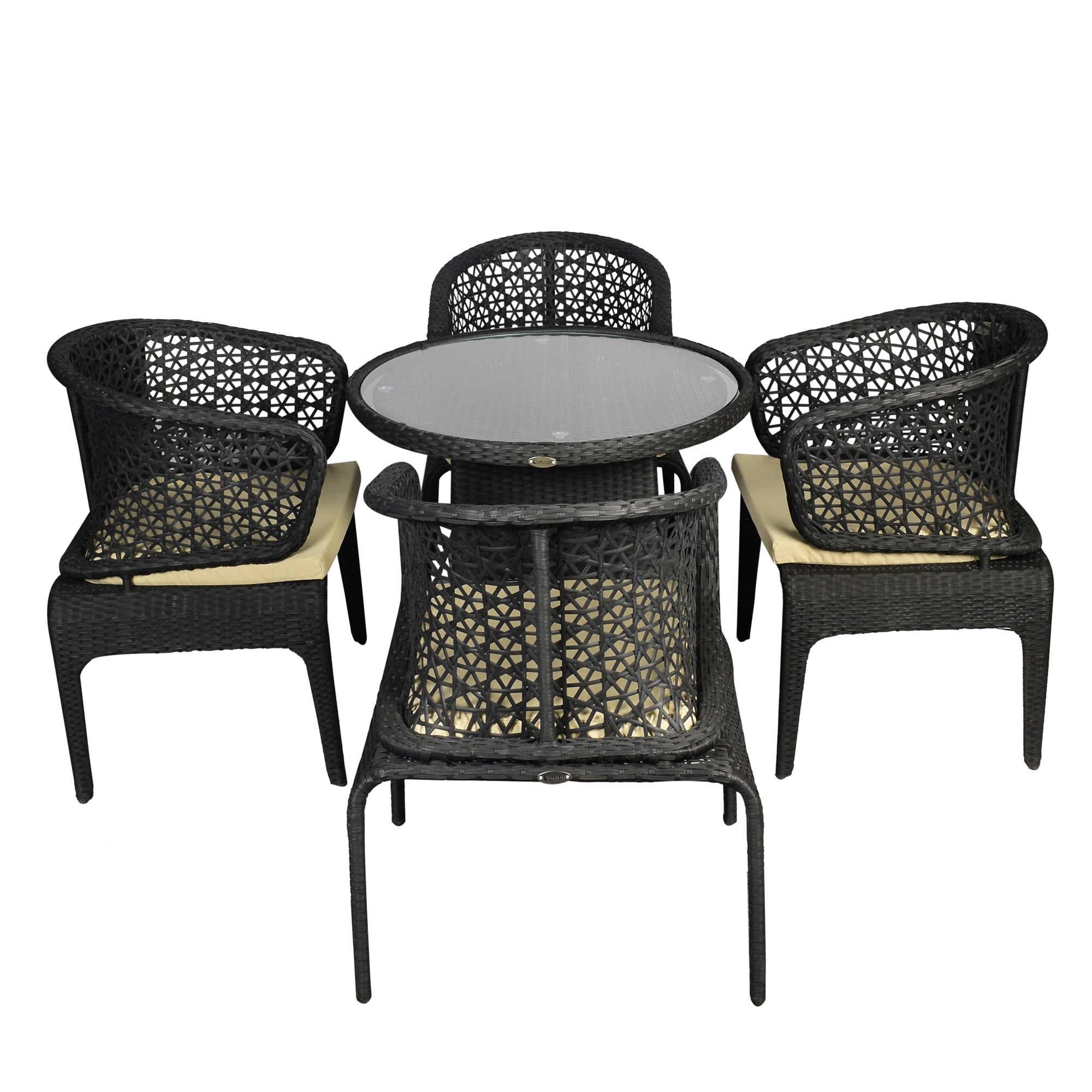 Launceston Wicker Table And Chair Set In Black Finish