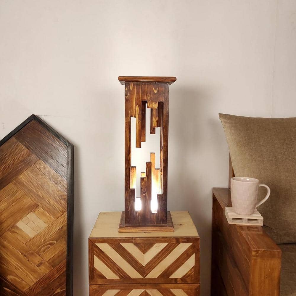 Disperse Wooden Table Lamp with Brown Base
