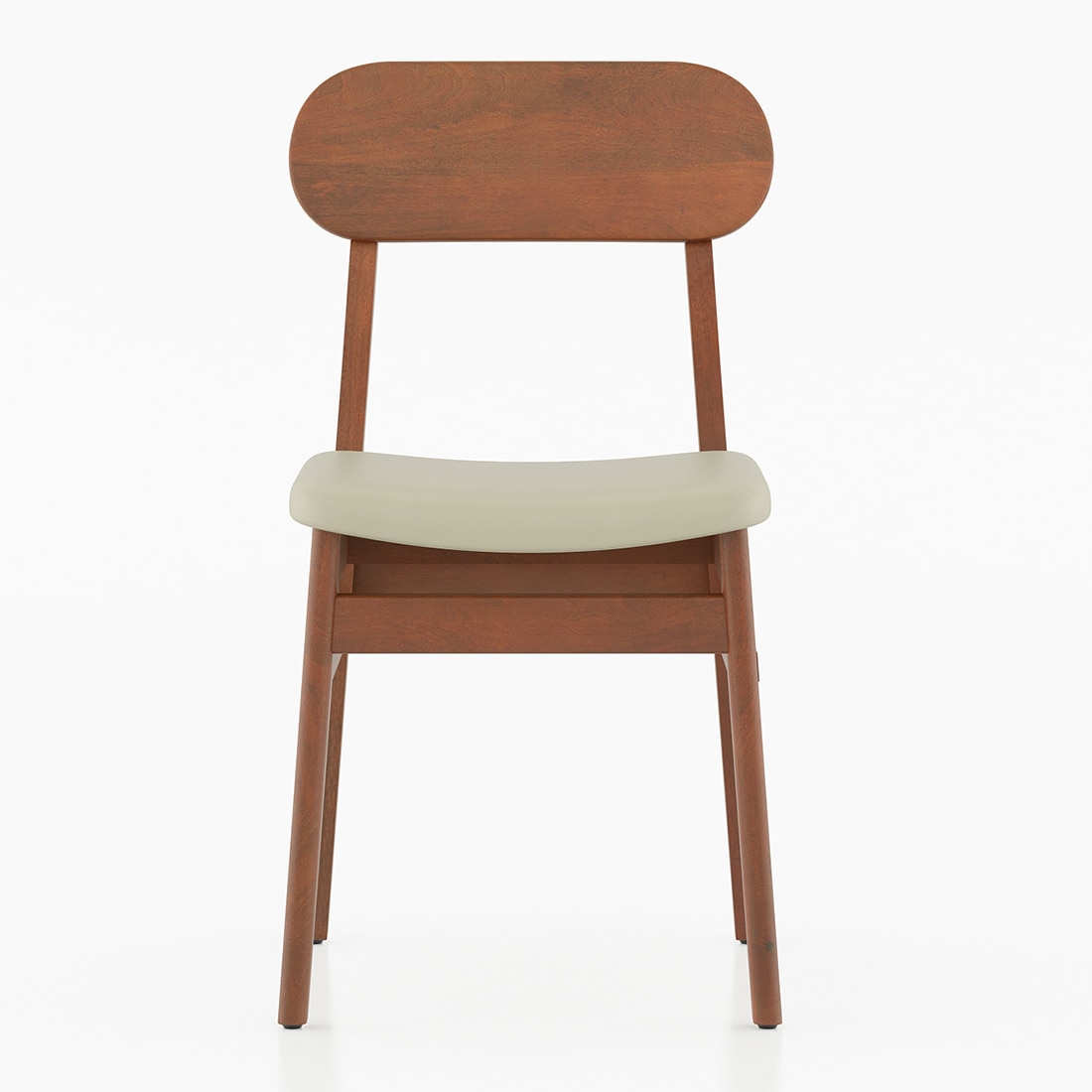 Lunar Solid Wood Dining Chair Set of 2 In Honey Finish With Ancient Ivory Cream Leatherette Colour