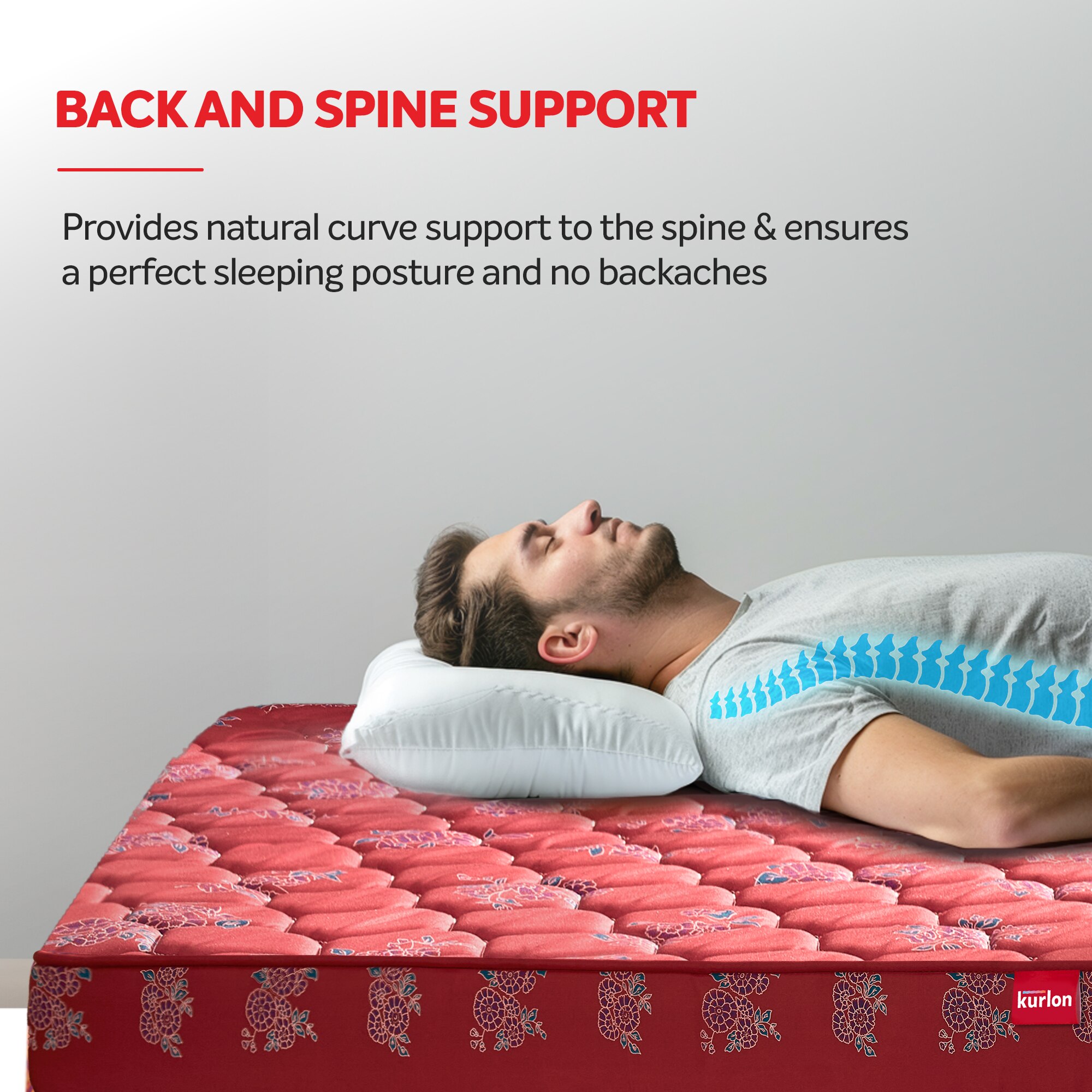 Kurlon Rutile Natural Rubberised Coir Straight Pad Medium Firm PU Foam Single Size Mattress (Thickness: 5 Inches, Dimensions: 78 X 35 Inches)