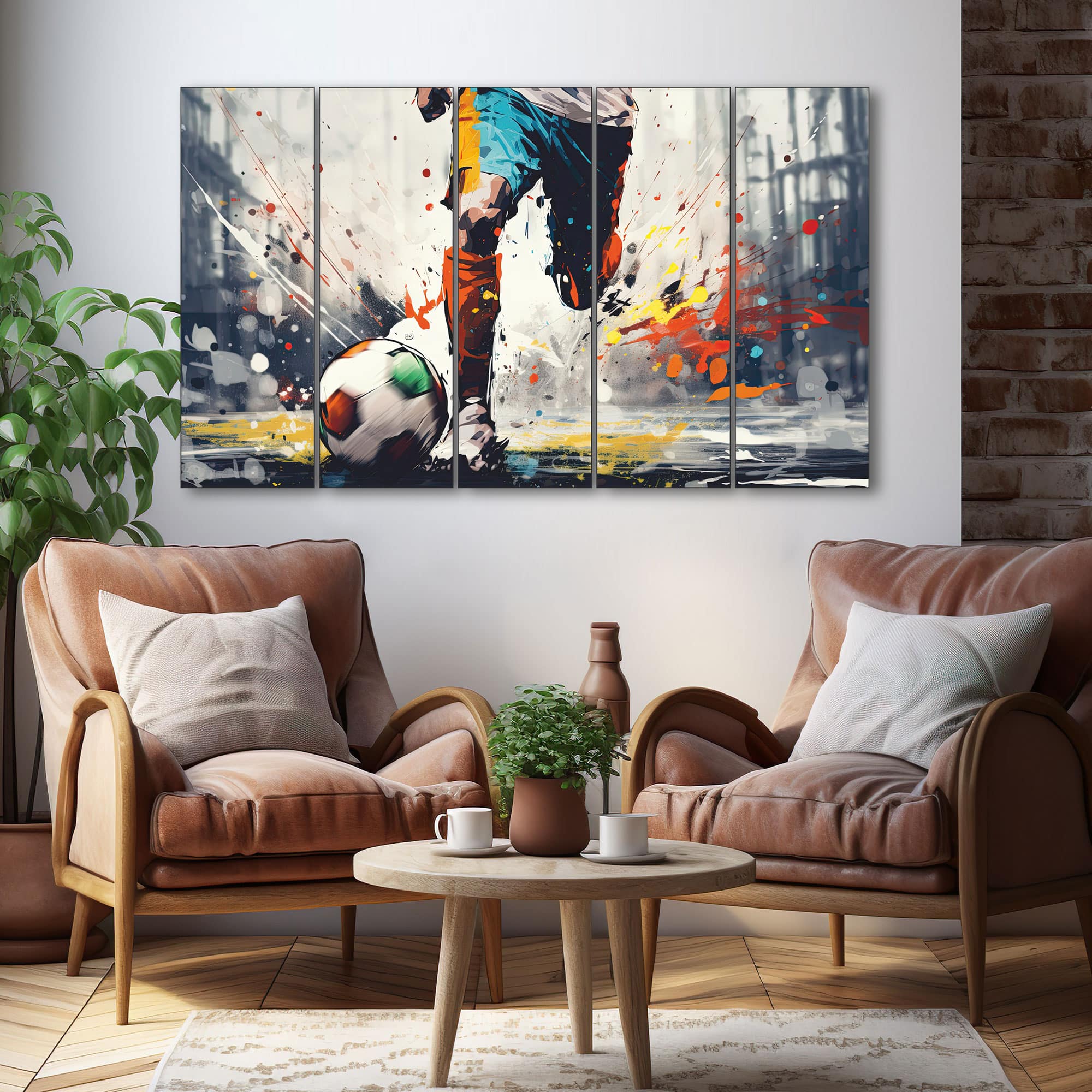 The Castle Decor Football Wall Art Set of 5 Digital Painting 27x48 Inch - The Castle Decor