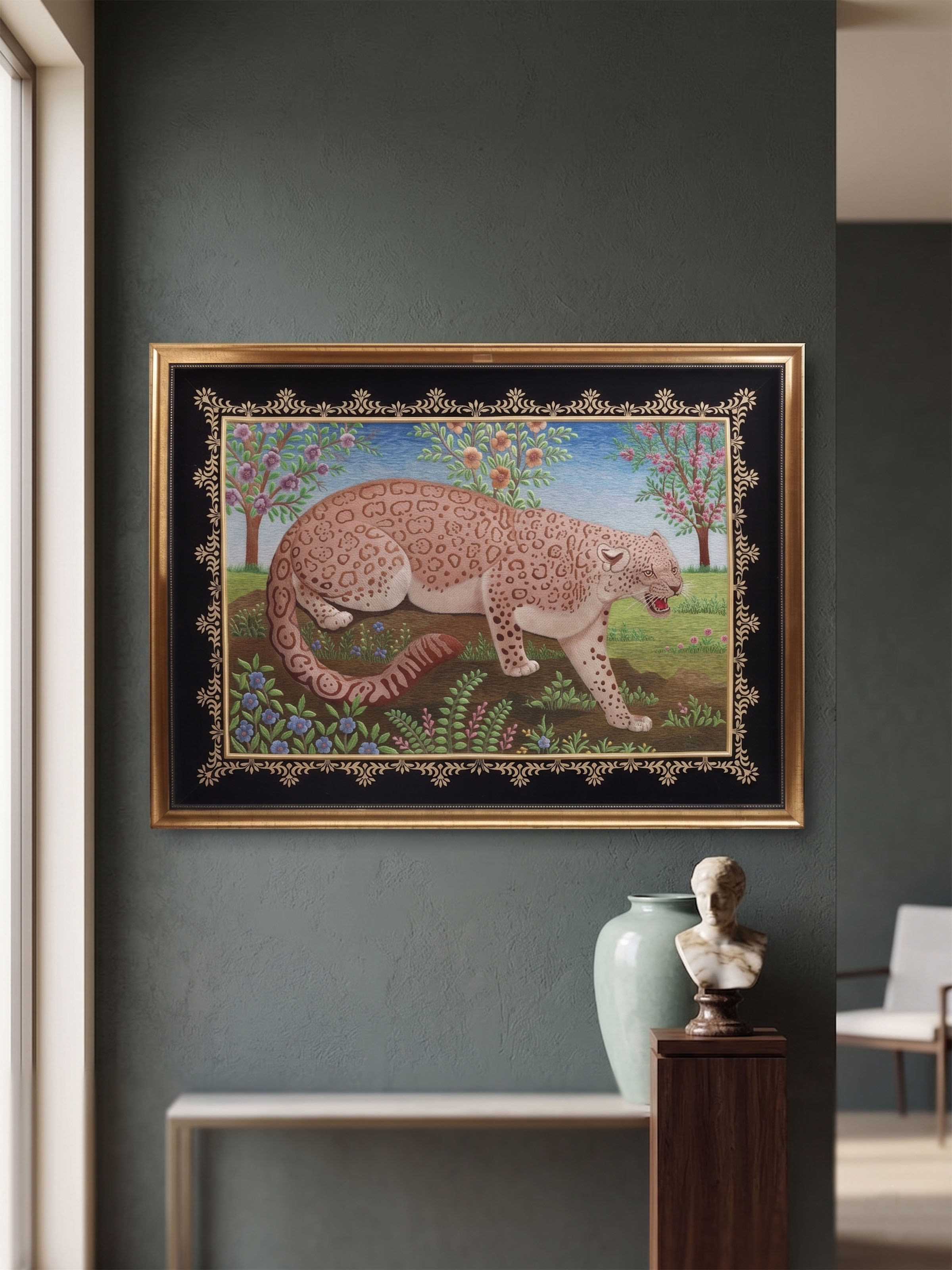 Leopard Pairs Zardozi Wall Hanging