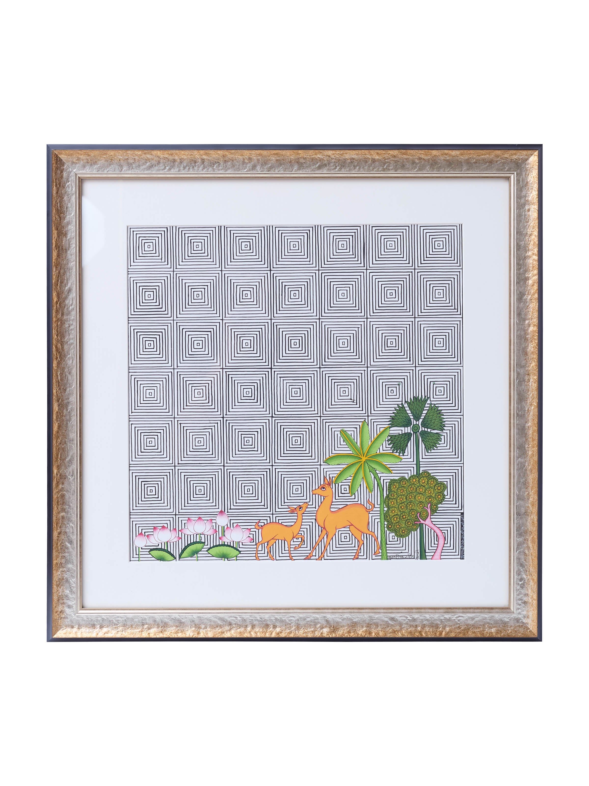 Deer Geometric Illusion Pichwai Painting