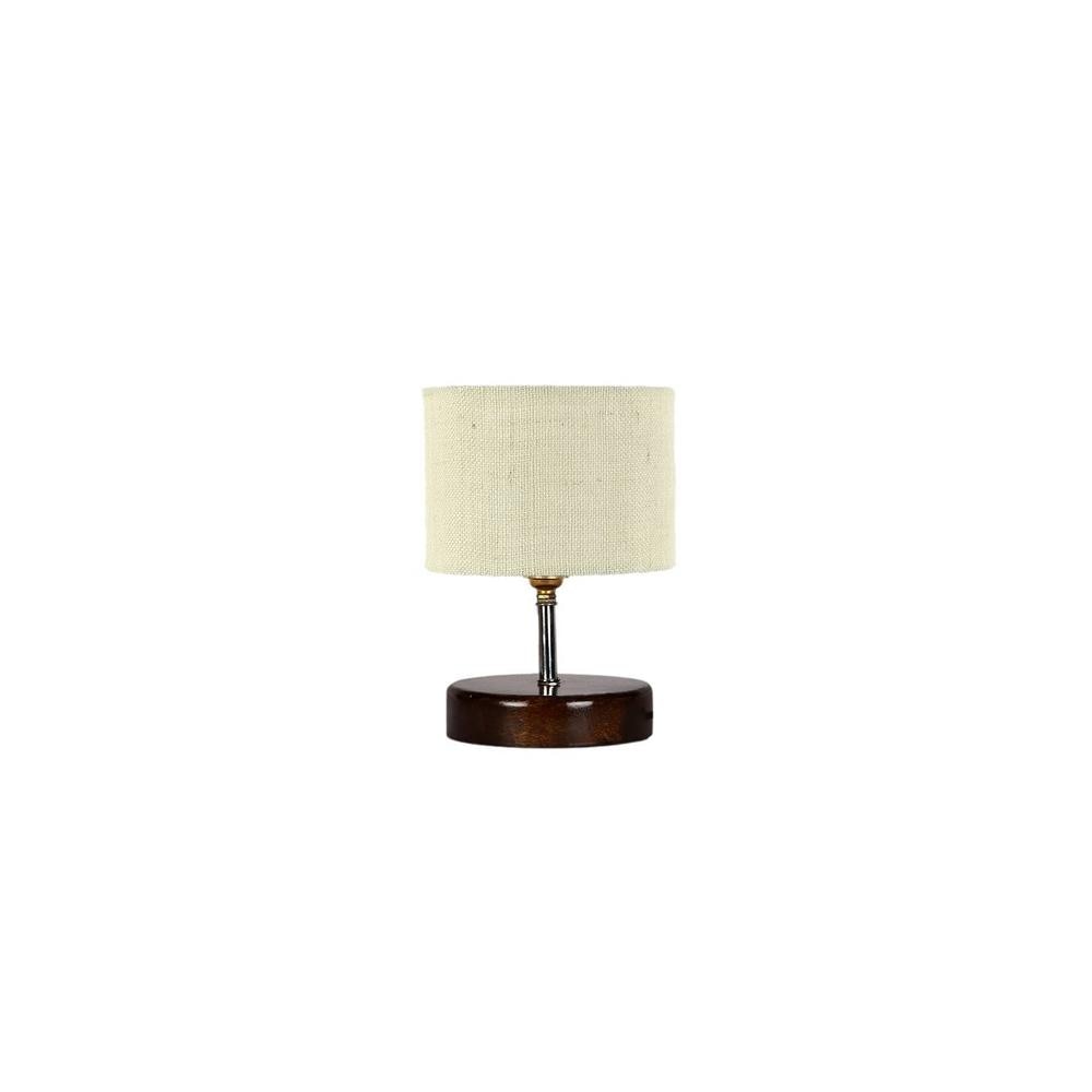 Tyler White Jute table lamp with brown wood base