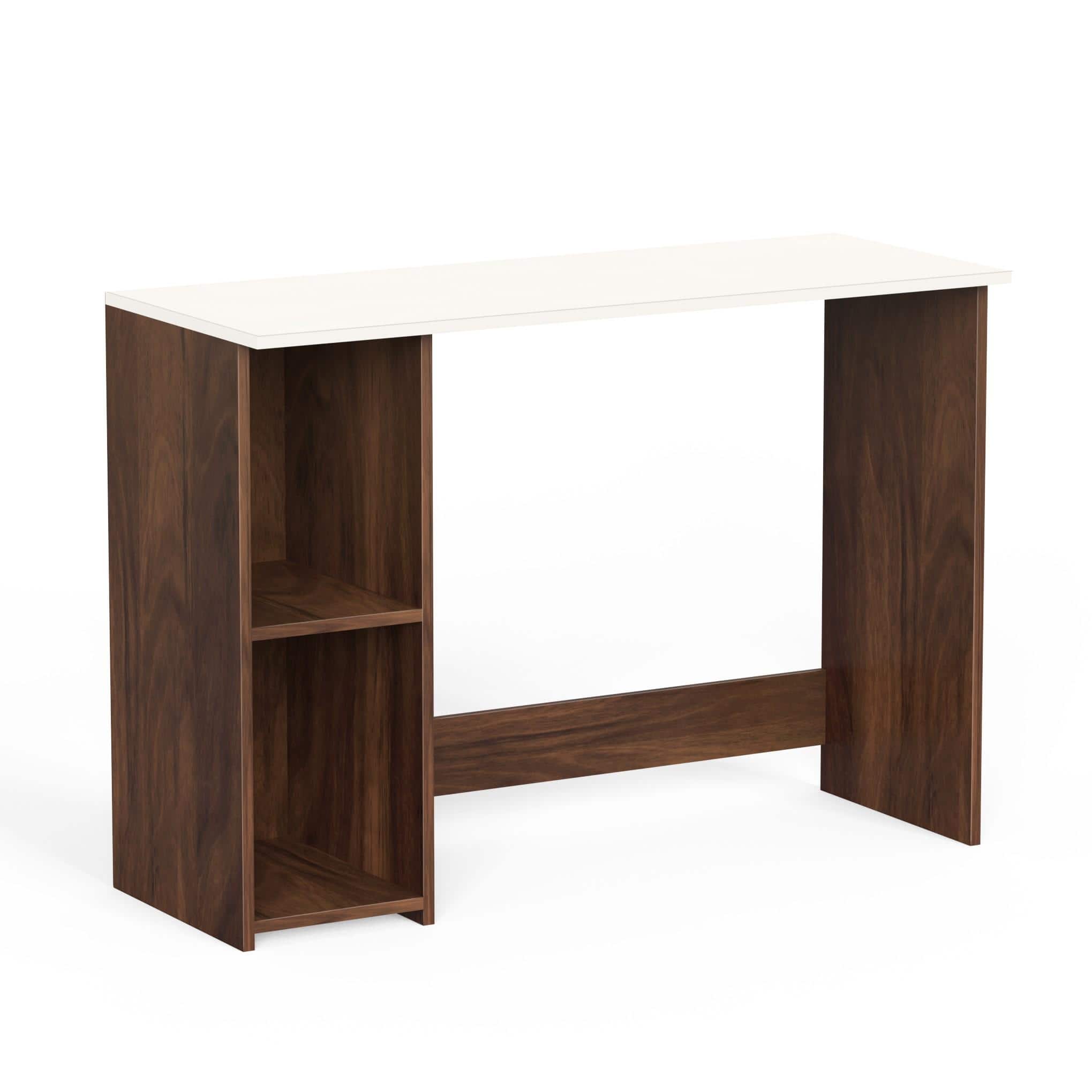 Mallium Engineered Wood Study Table In Brown Maple & White Finish