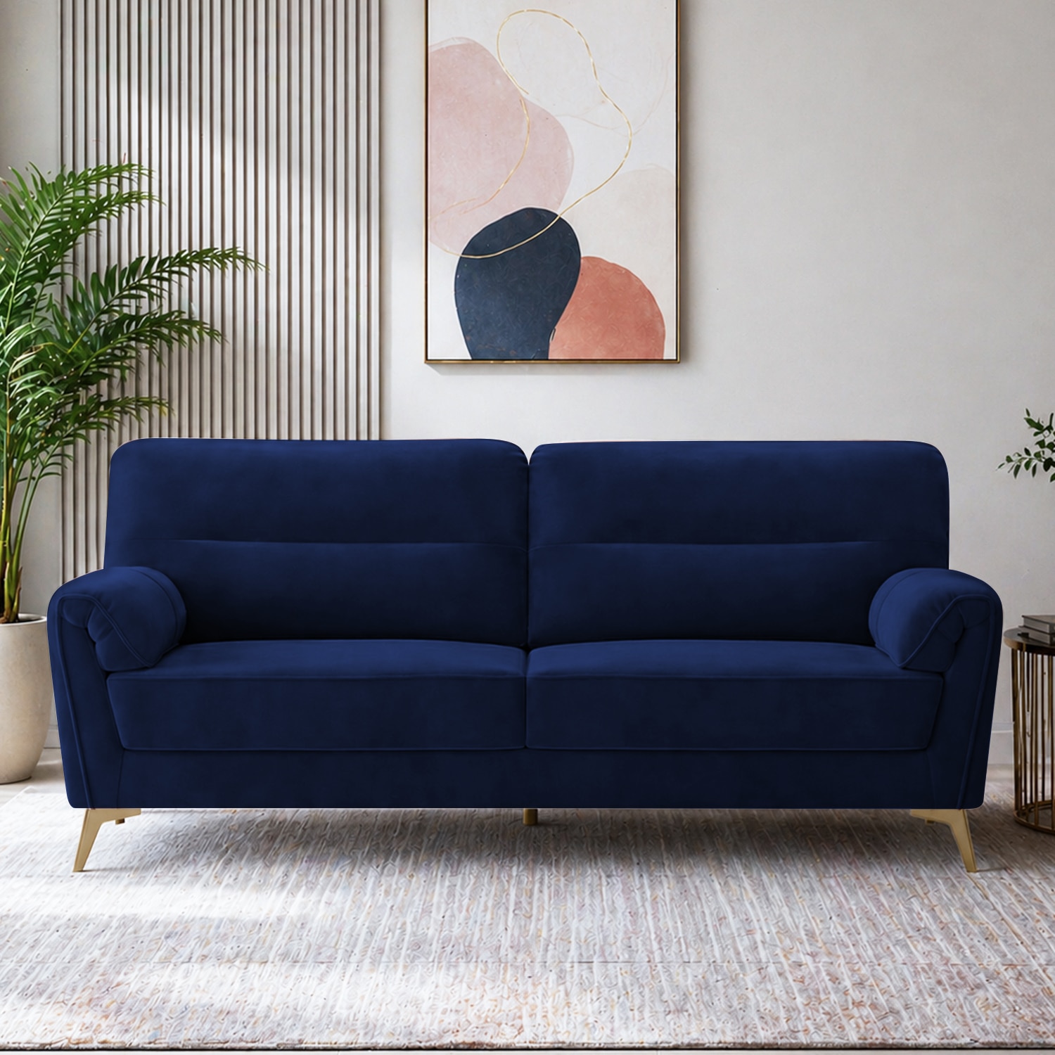 Osbert Velvet 3 Seater Sofa in Navy blue Color - Home Lifestylez