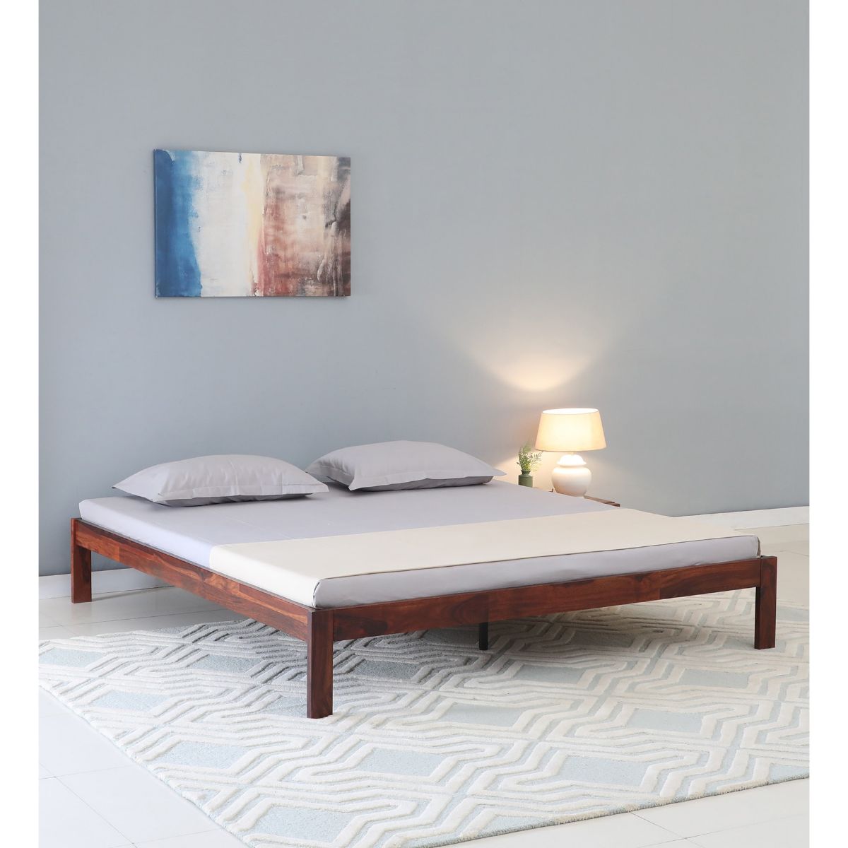 Zeevo Solid Wood Queen Platform Bed Without Storage