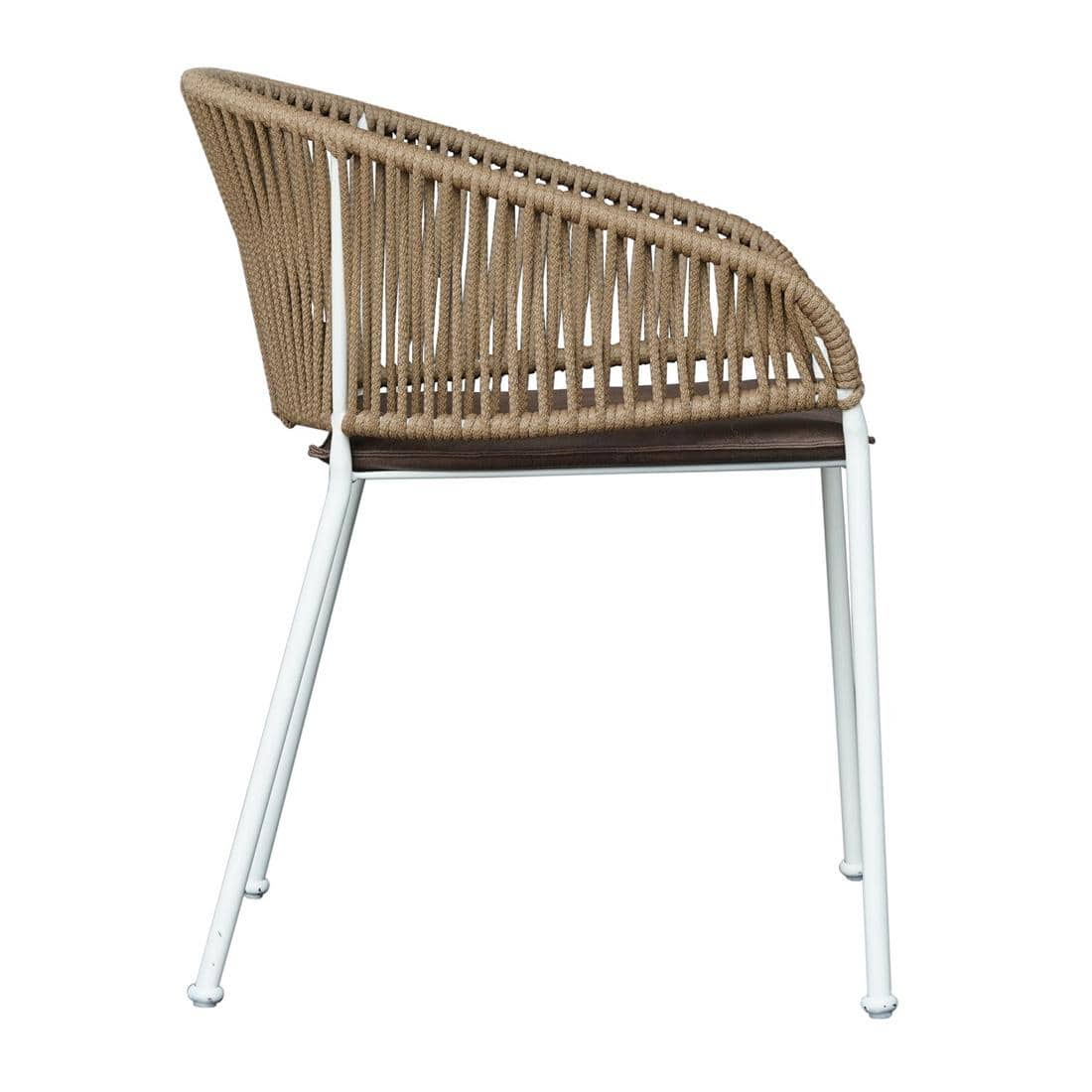 Coral Outdoor Accent Patio Weaving Chair Set of 2 in Ivory White