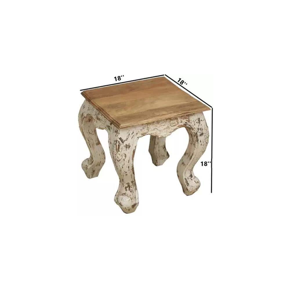 Amaran Solid Wood End Table, White finish