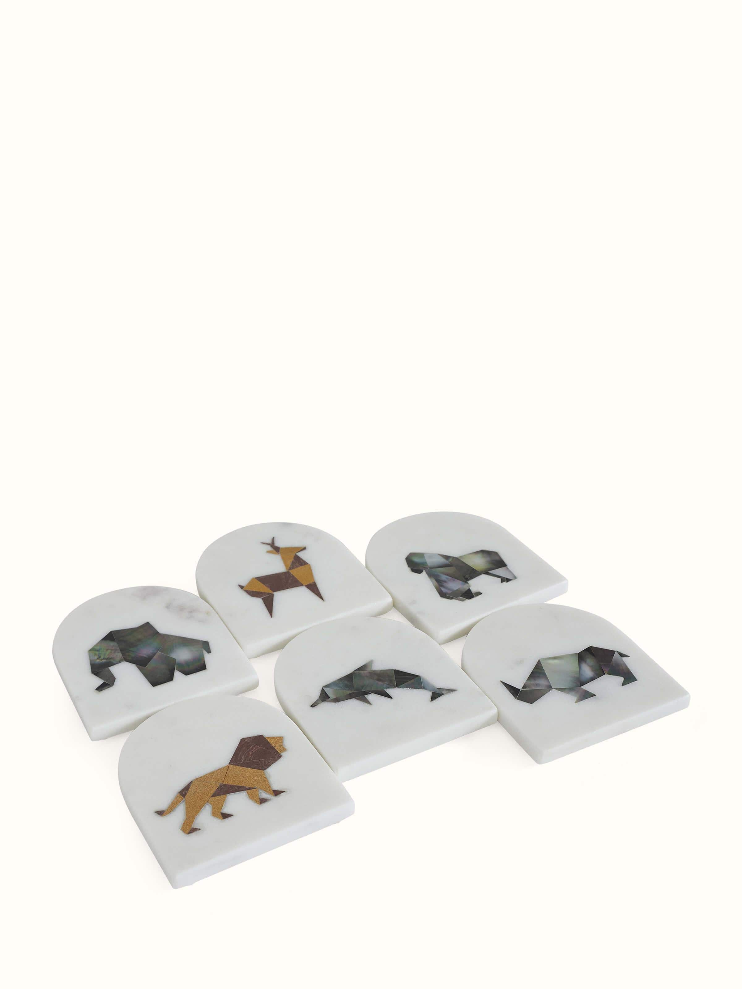 Vanraj Marble Carving Coaster Set