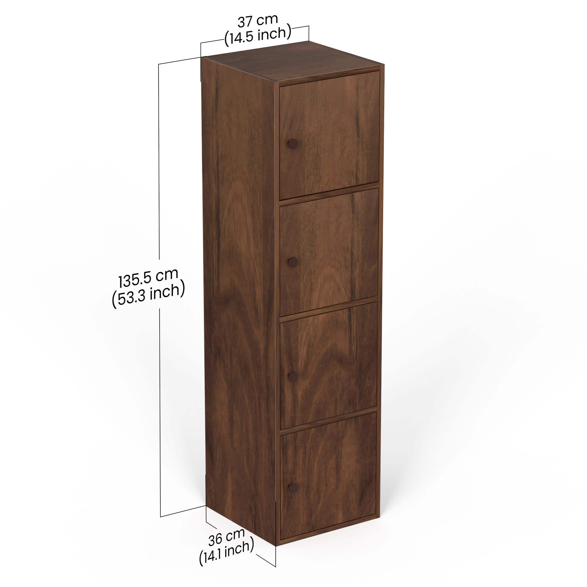 Calcio 4-Tier Engineered Wood Wardrobe In Brown Maple Finish