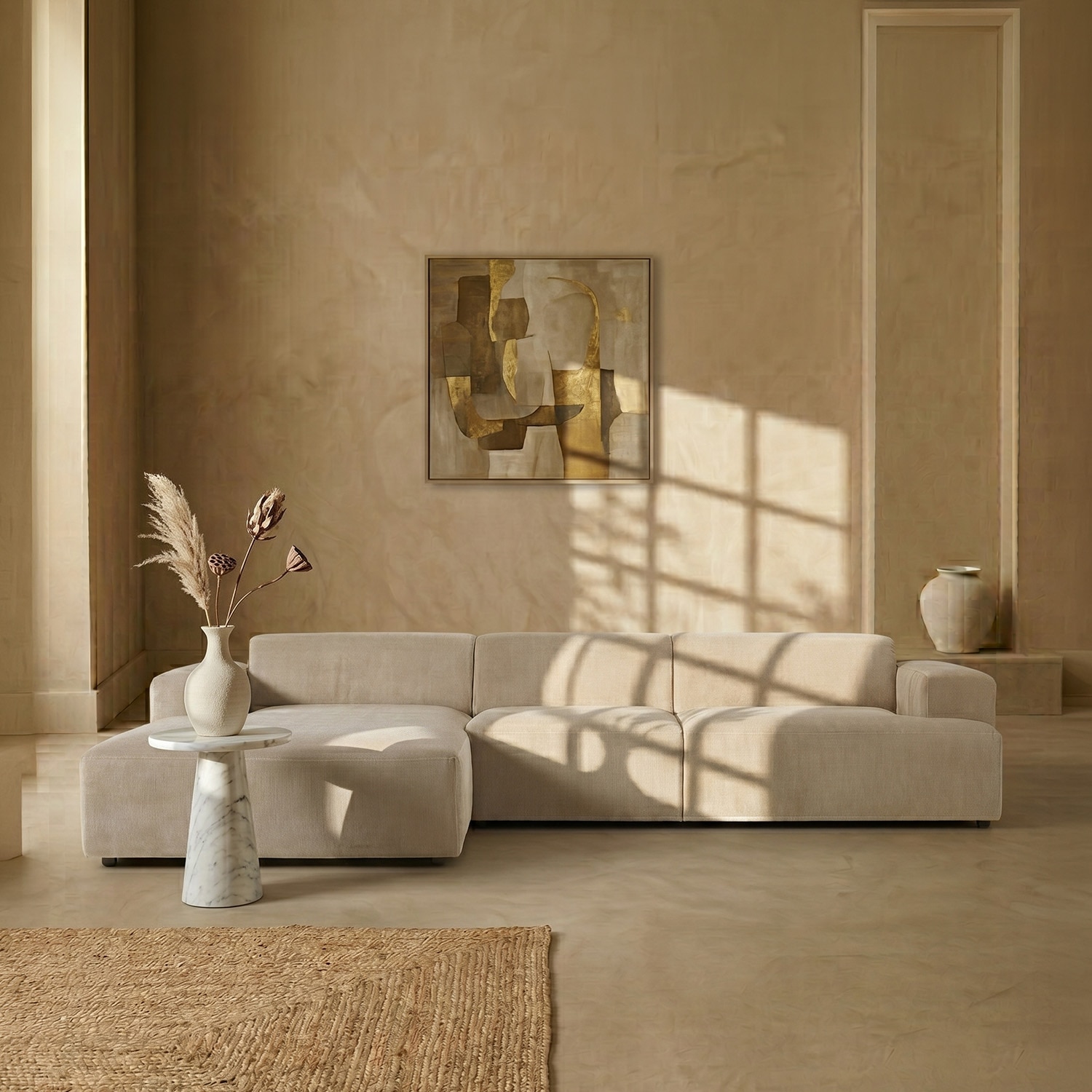 Sophisticated Wood Right Aligned 3-Seater With Upholstery Non Storage Sofa In White Colour - Nestroots