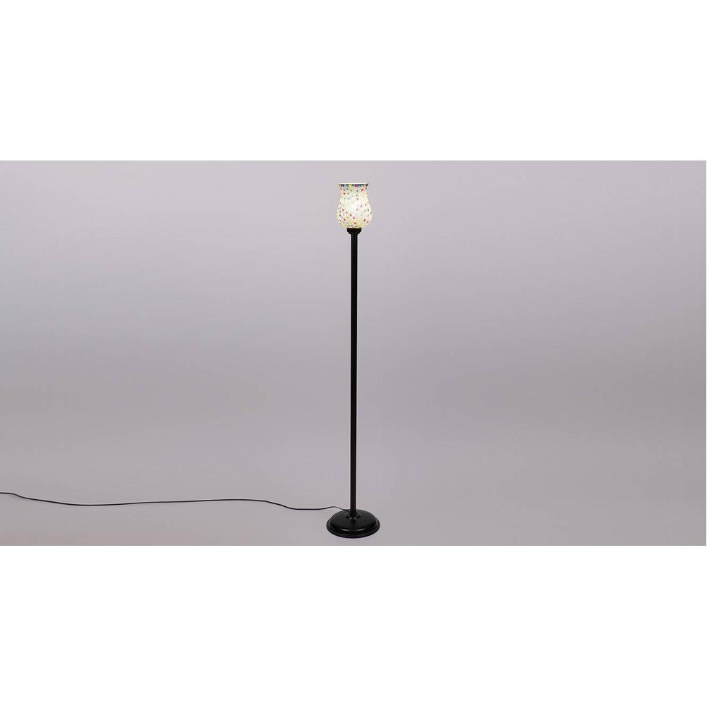 Creed Black Glass Shade Floor Lamp