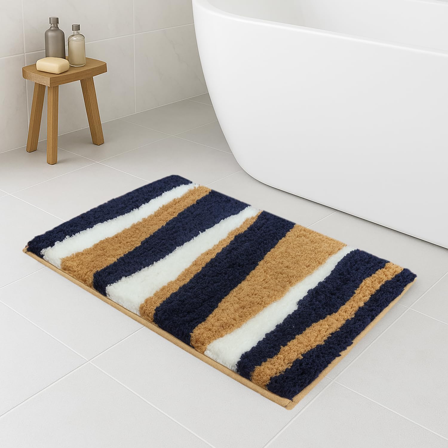 Luxe Home Canada Stripes Bath Mat (40x60 cm) Blue