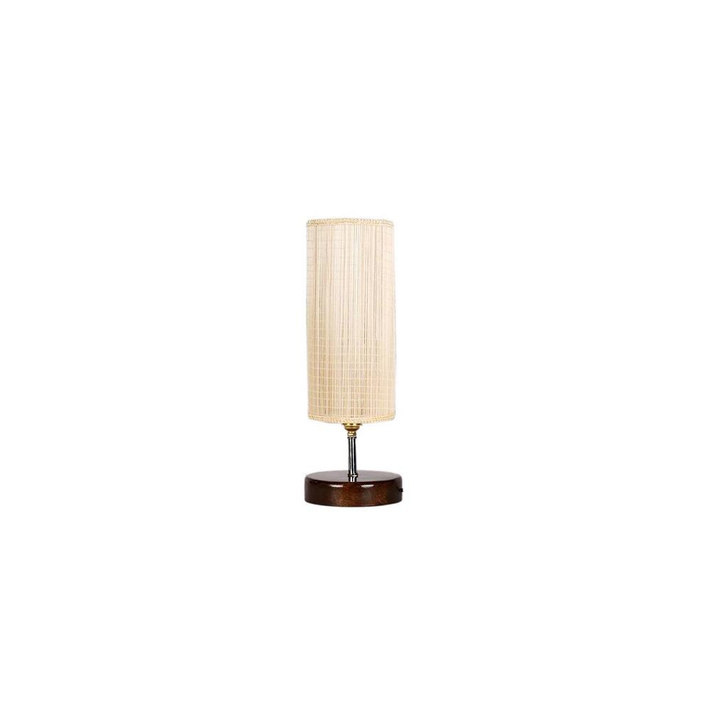 Koko Round Bamboo table lamp with brown wood base