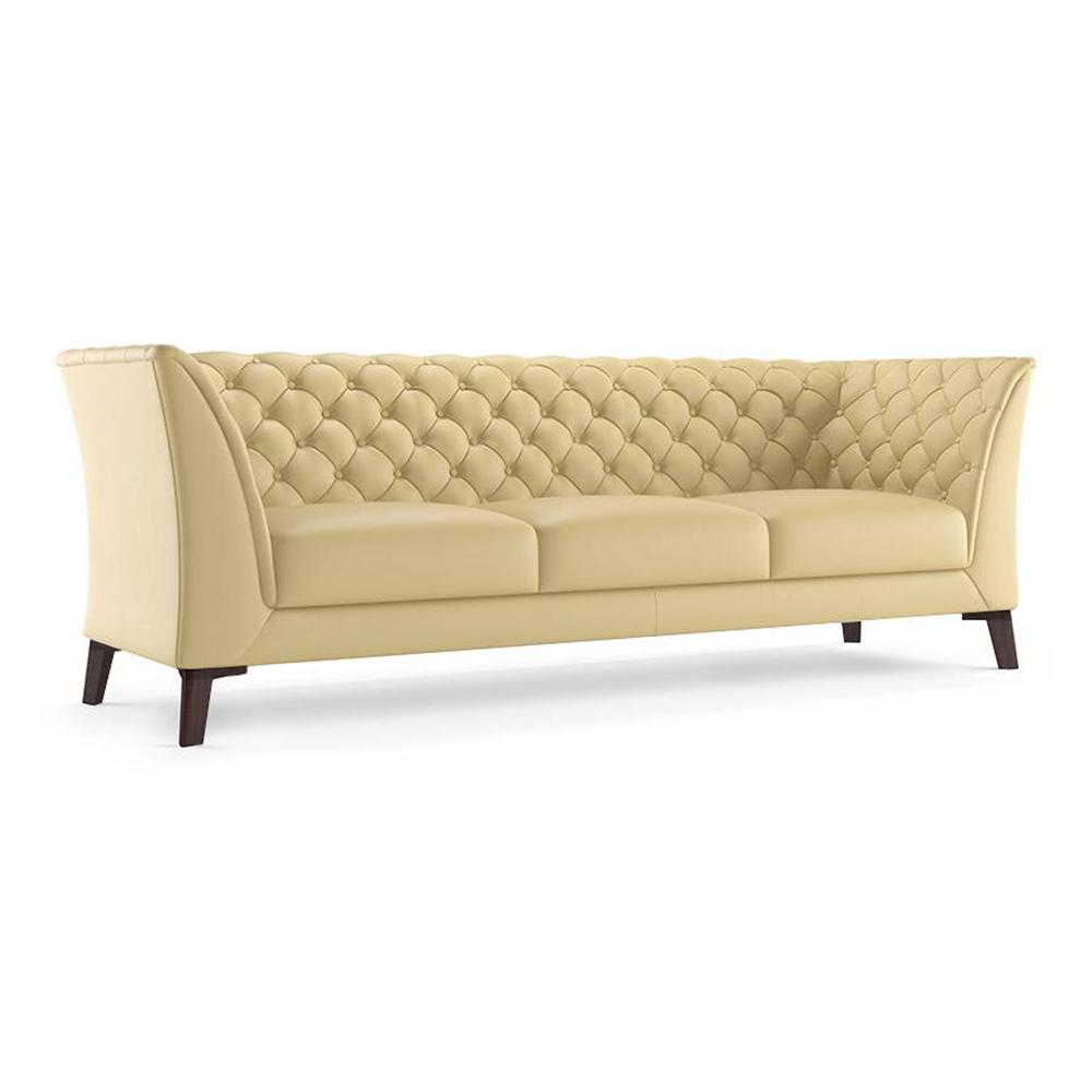 Weston 3 Seater Half Leather Sofa in Cream Colour