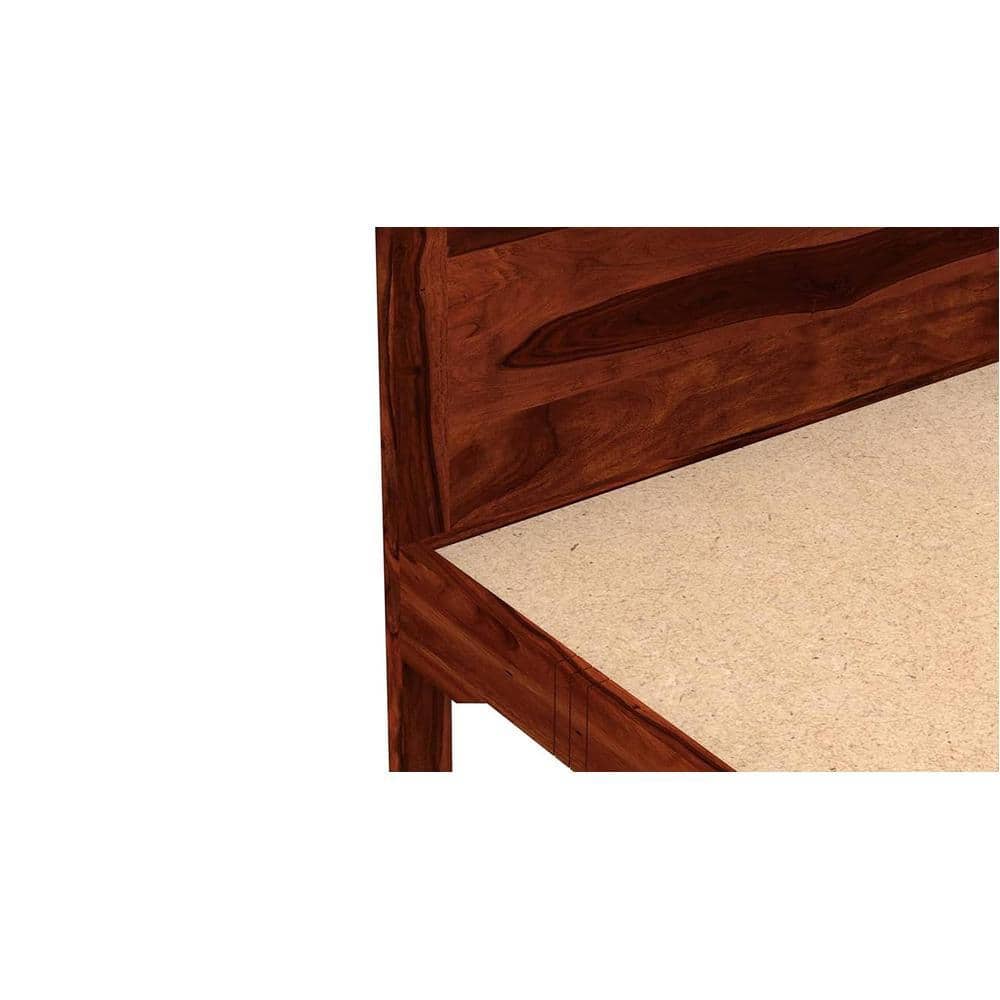 Isabella Solid Wood Single Size Non Storage Bed In Honey Oak Finish