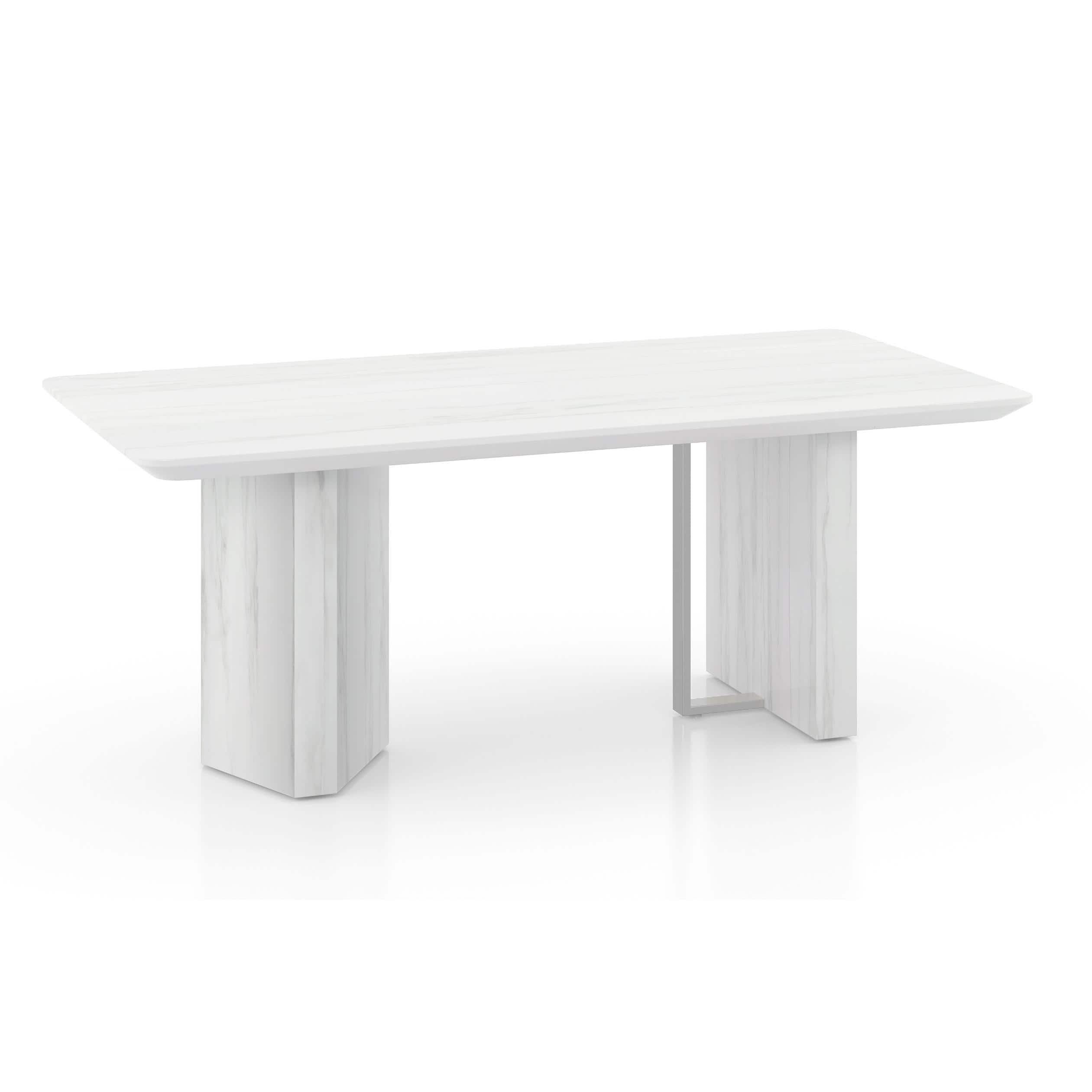 Nova Faux Marble 6 Seater Dining Table With Set Of 6 Megan Swivel Dining Chairs