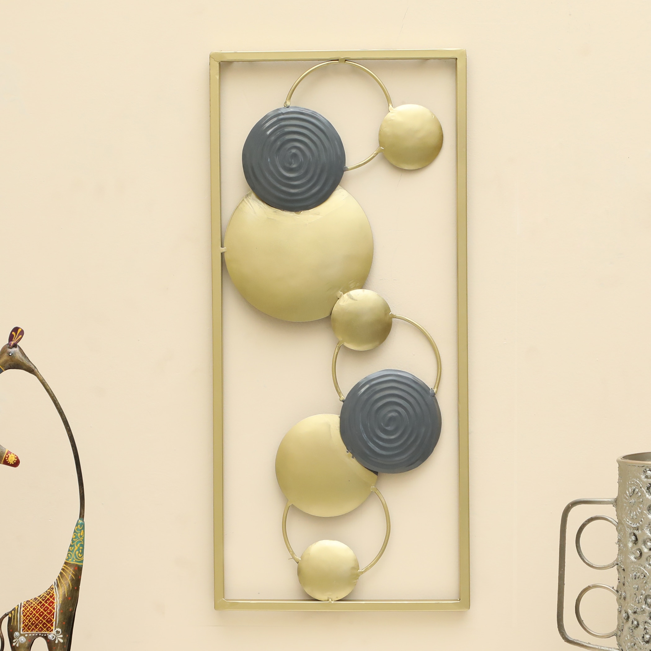 W-Hansika Abstract Metal Wall Decor in Multicolor Set of 1 - Vedas Exports