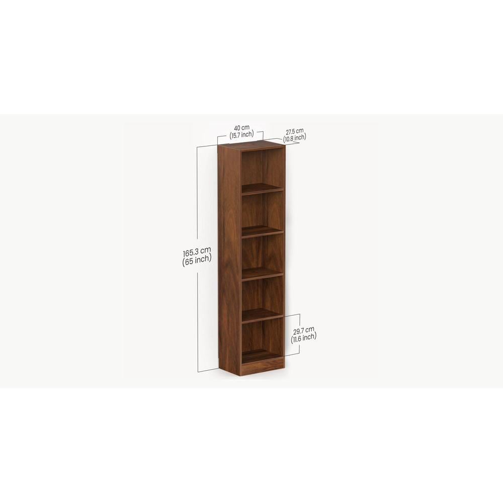 Alex Engineered Wood Bookshelf with 5 Shelves in Brown Maple