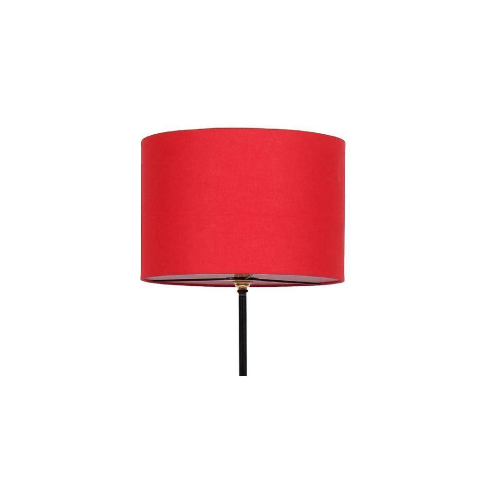 Leila Red Fabric Floor Lamp with Black Iron Base