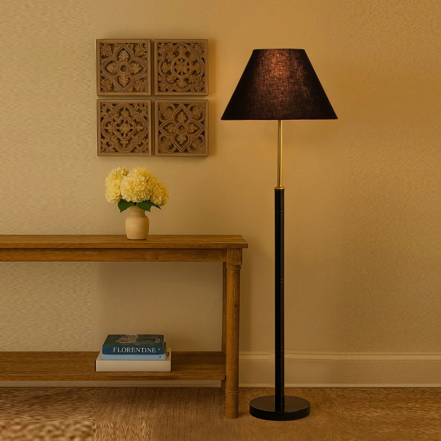 Devansh Wood & Metal Floor Lamp