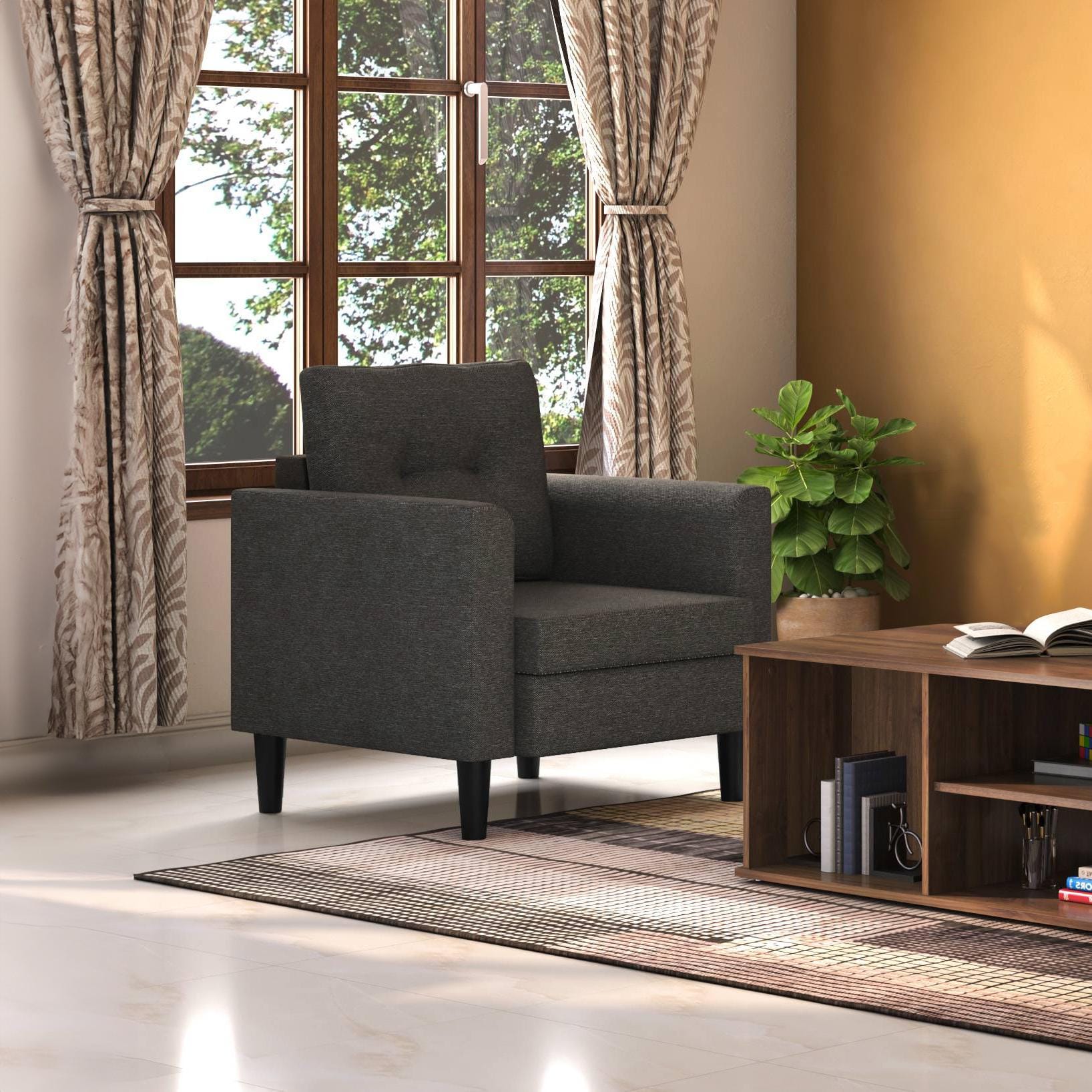 Winston 1 Seater Fabric Sofa (Slate Grey)