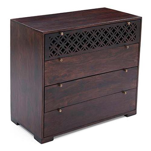 Alaca Solid Wood Chest of 4 Drawers in Mahogany Finish