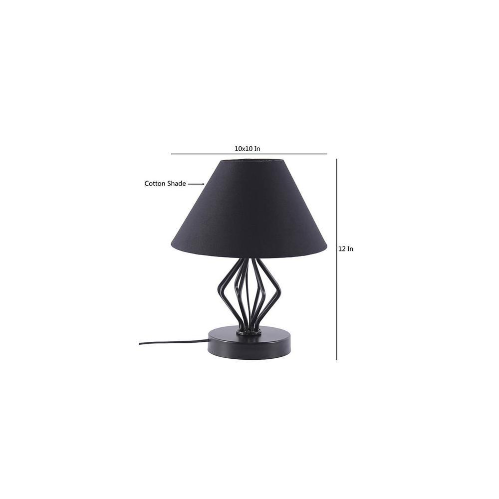 Maisey Black Fabric Shade Table Lamp with Black Iron Base