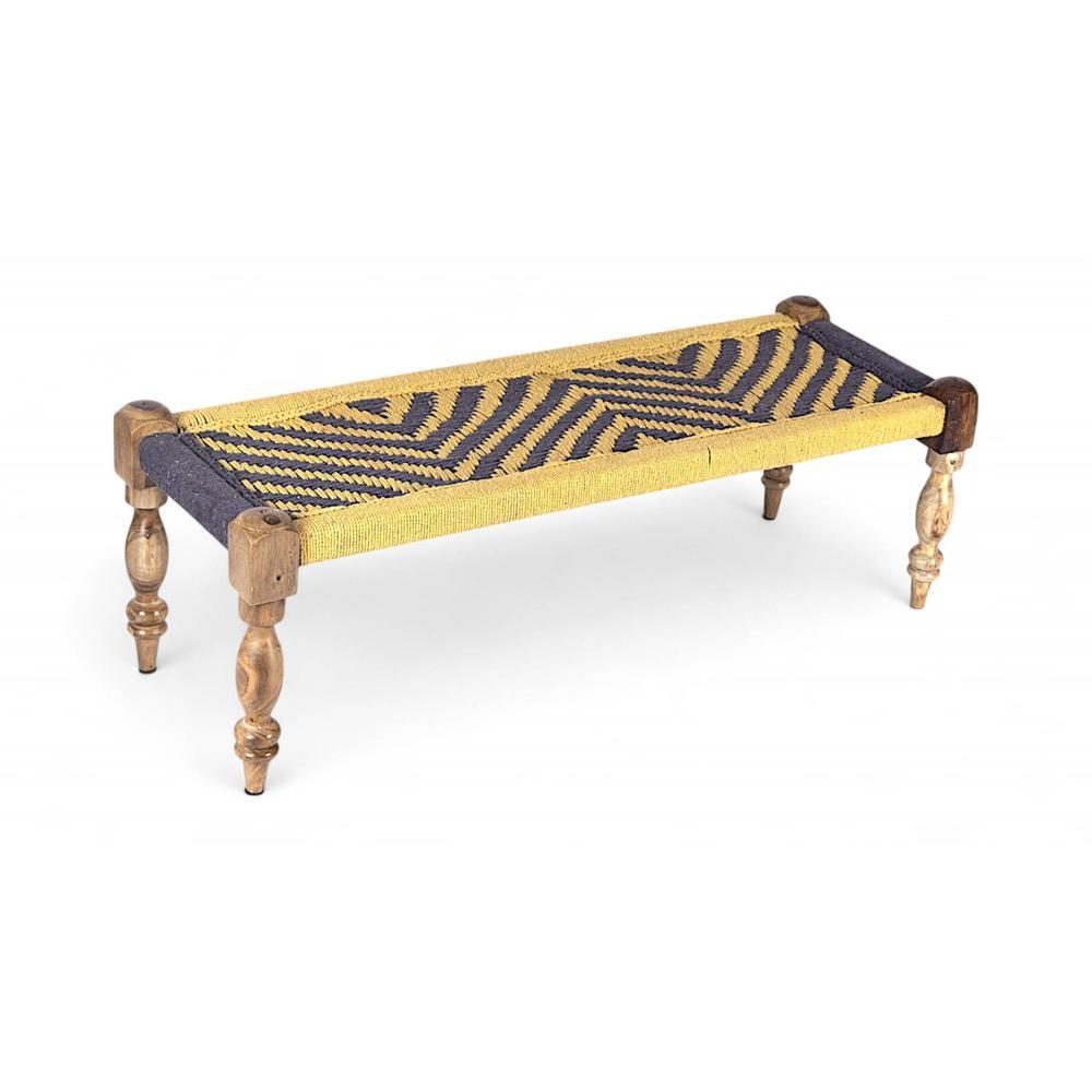 Hamilton Solid Wood Maachi Bench In Purple & Yellow Canning