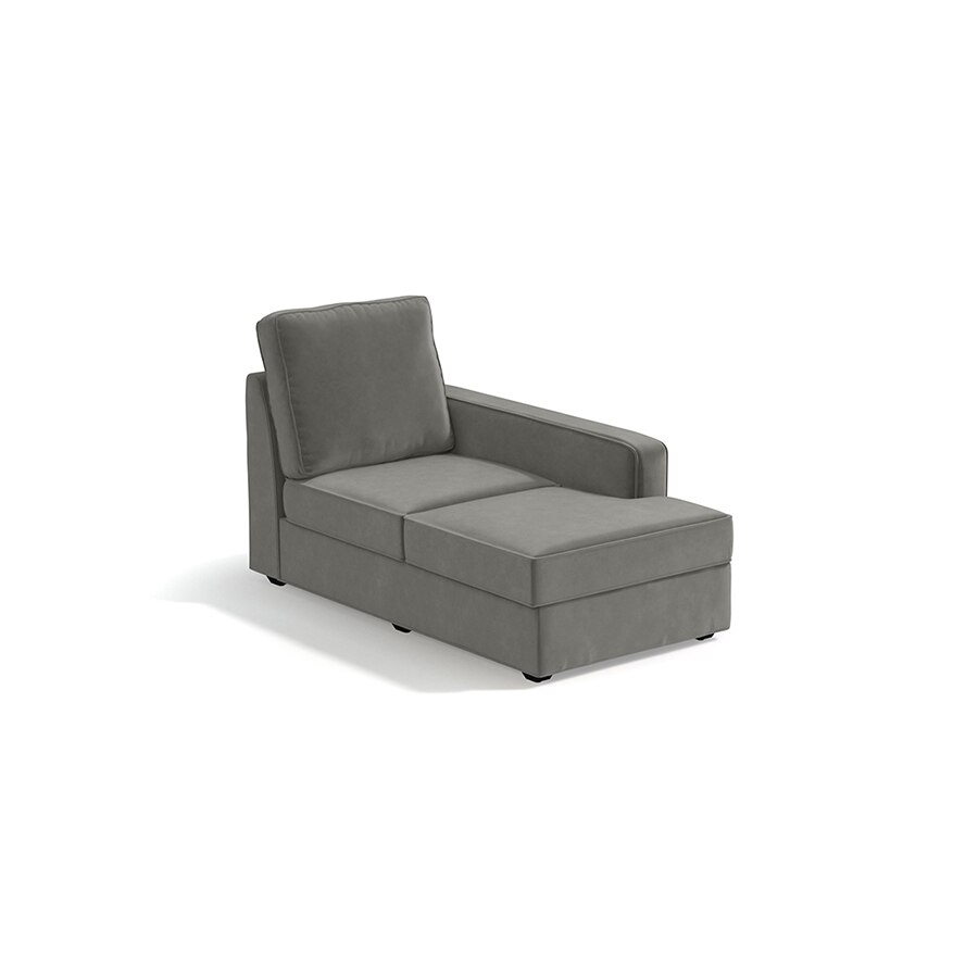 Apollo Sectional Fabric Sofa (Colour : Ash Grey Velvet , Seating Capacity : Right Aligned 3 Seater + Chaise+ Ottoman  Cushion Type : Hard )