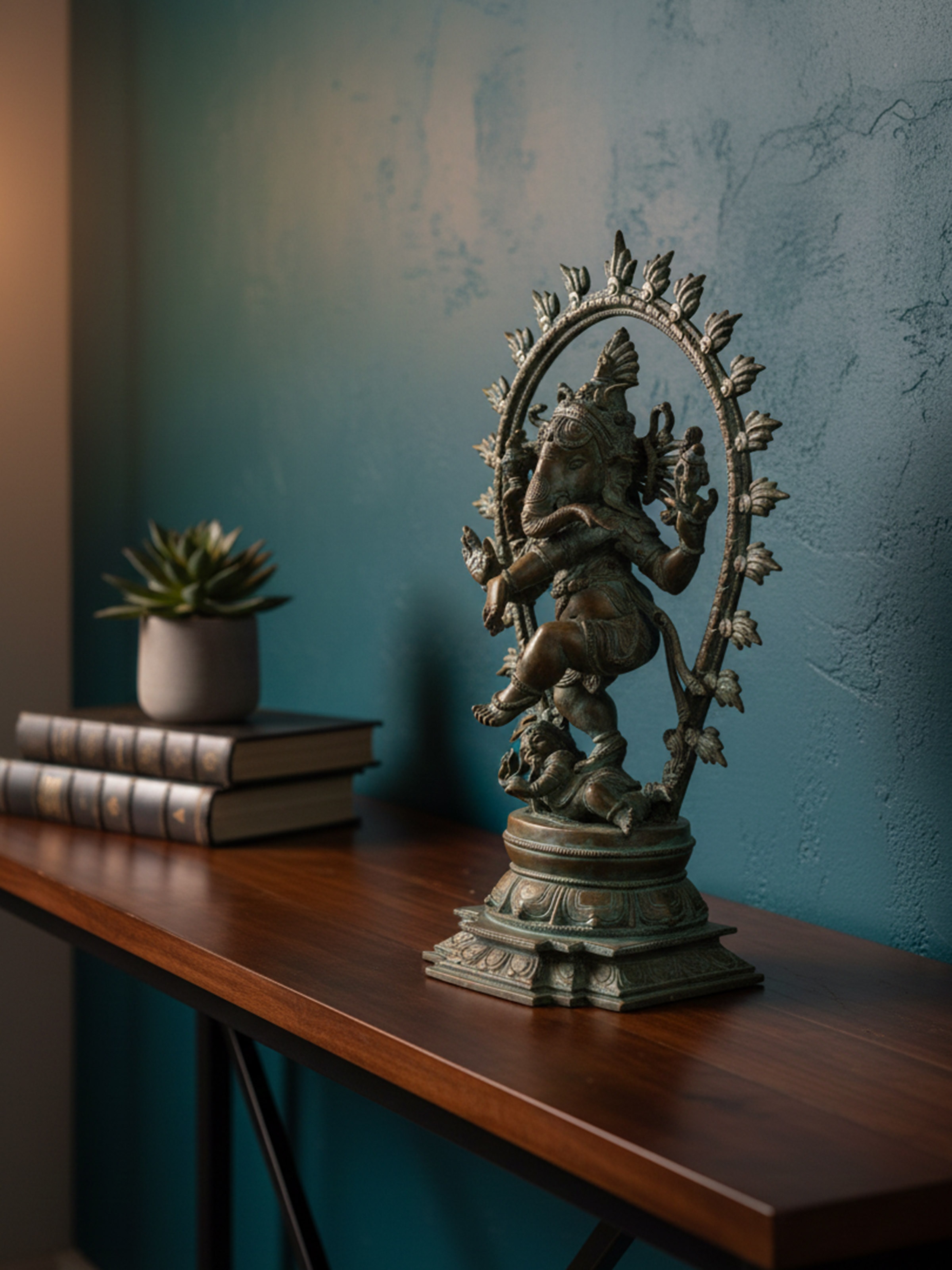 Left-side view of the Bronze Cast Nataraja Ganesha Idol