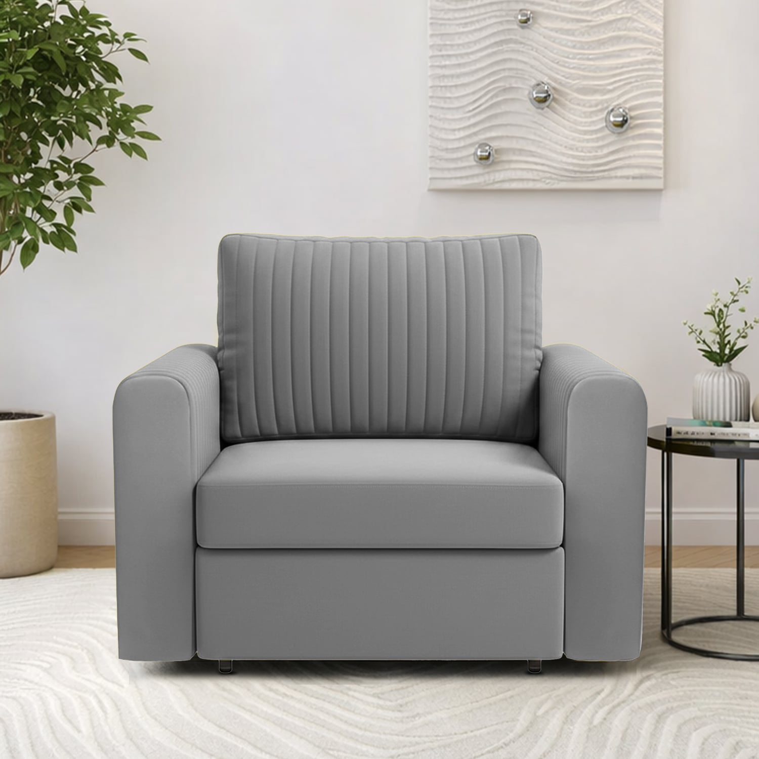 Melano  Pull Out Sofa cum Bed  in Grey Colour - Home Lifestylez