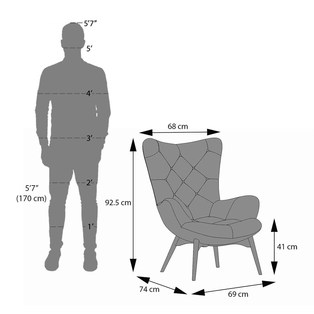 Contour Chair With Ottoman In Moss Green