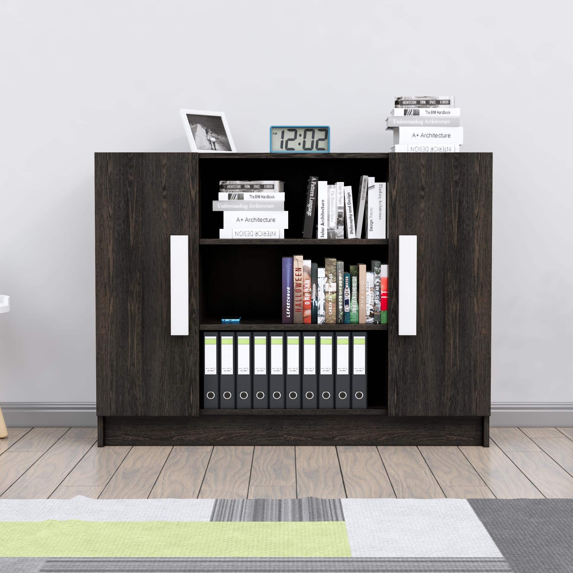 Hexa Engineered Wood Bookshelf in Flower Wenge Colour - HexaRed