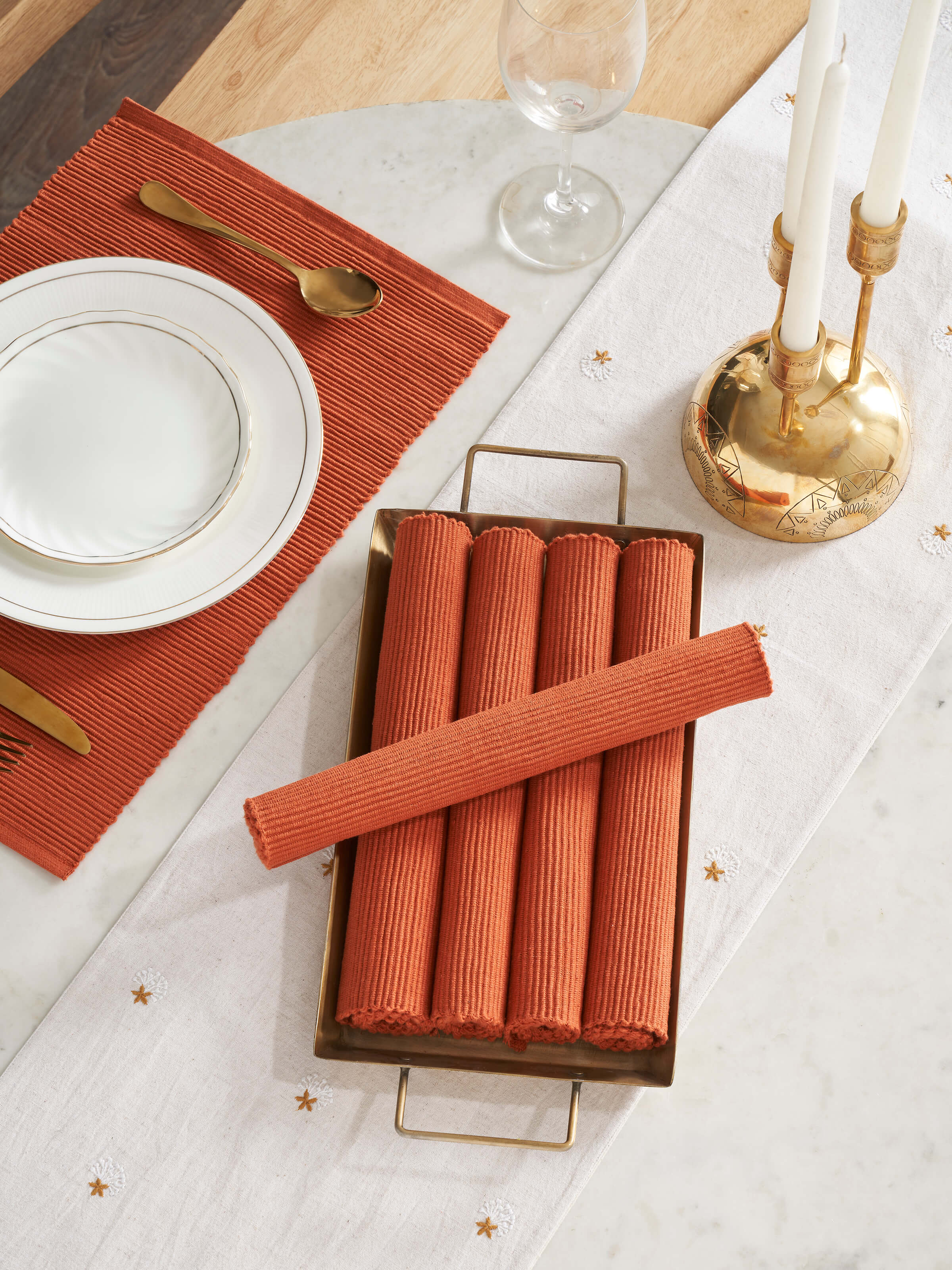 Top-down shot showing all six mats neatly arranged