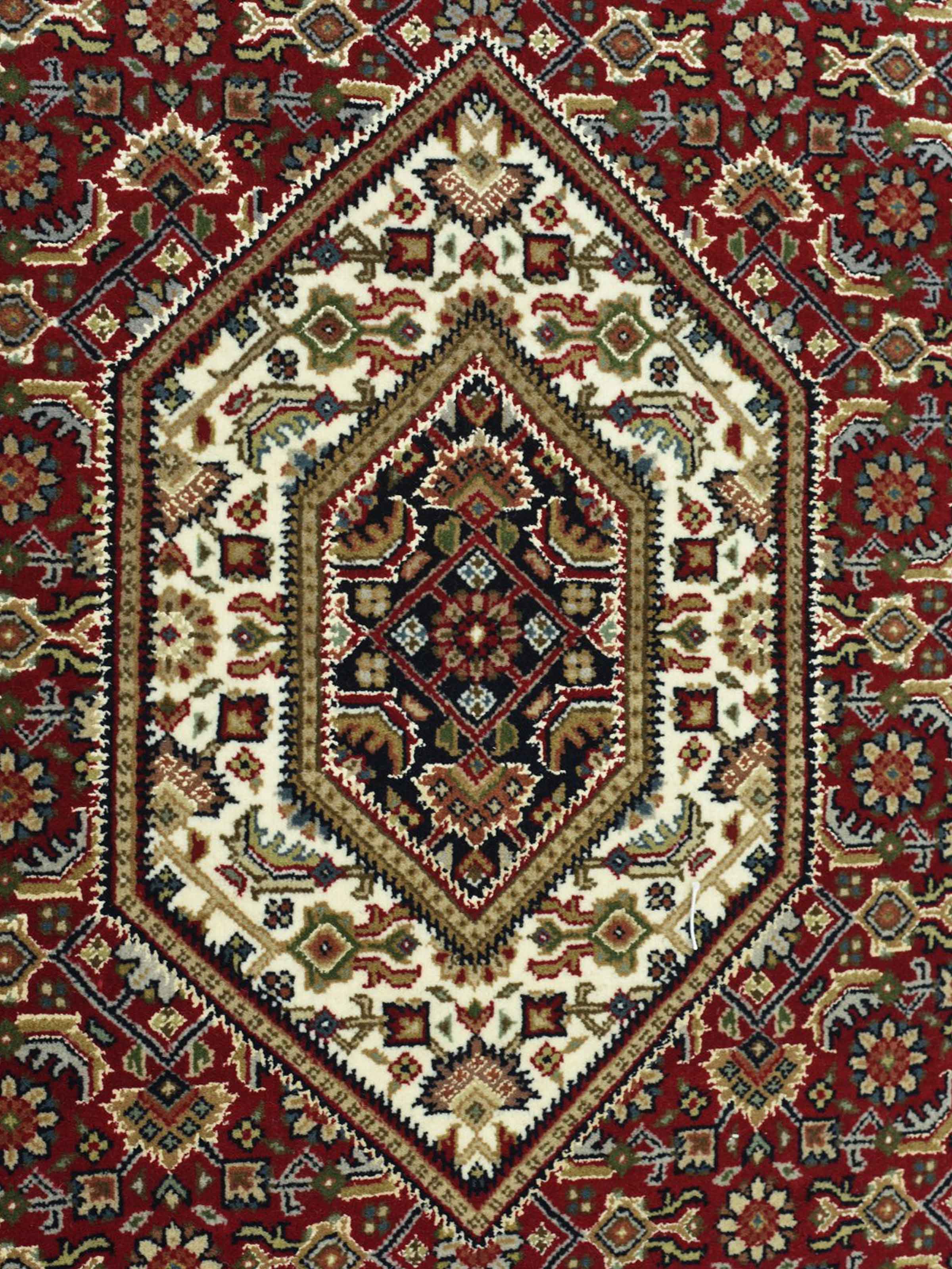 Traditional Bizar Red Bhadohi Wool Hand Knotted Rug