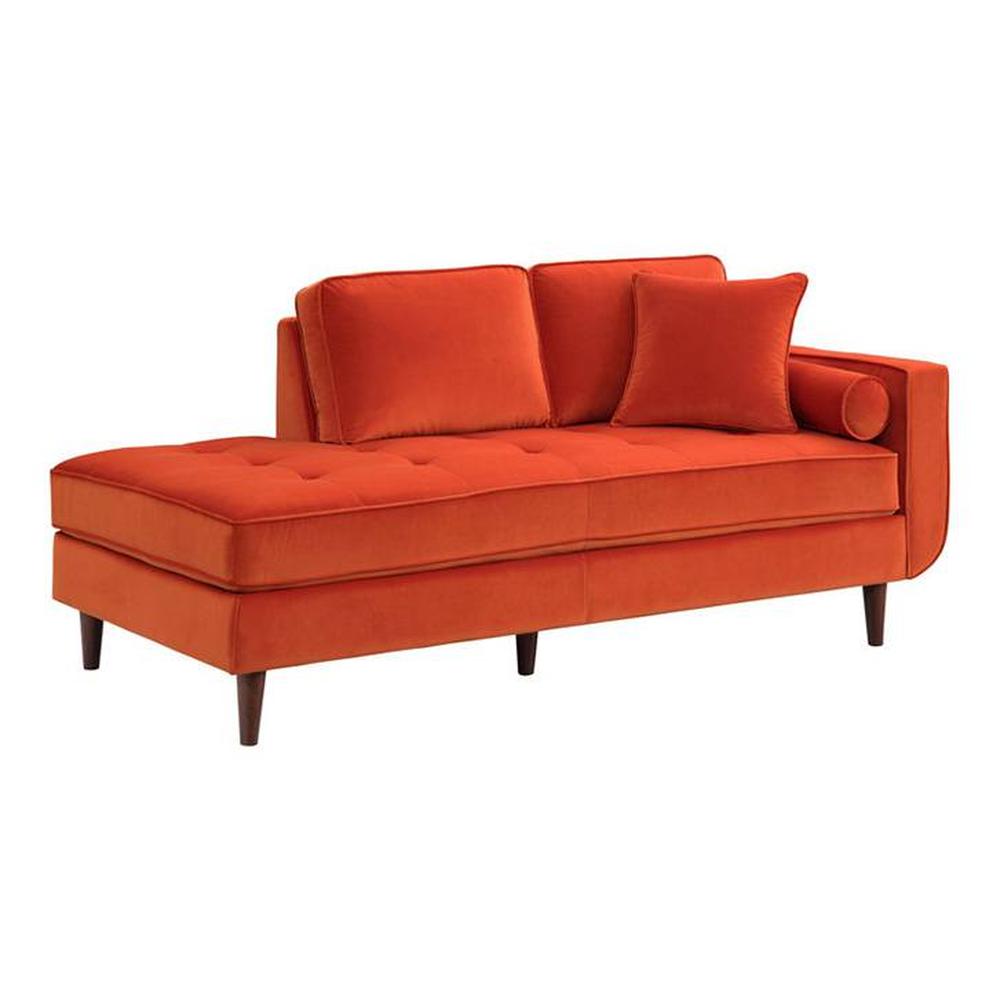 Mydril Velvet Chaise Launger in Orange Colour
