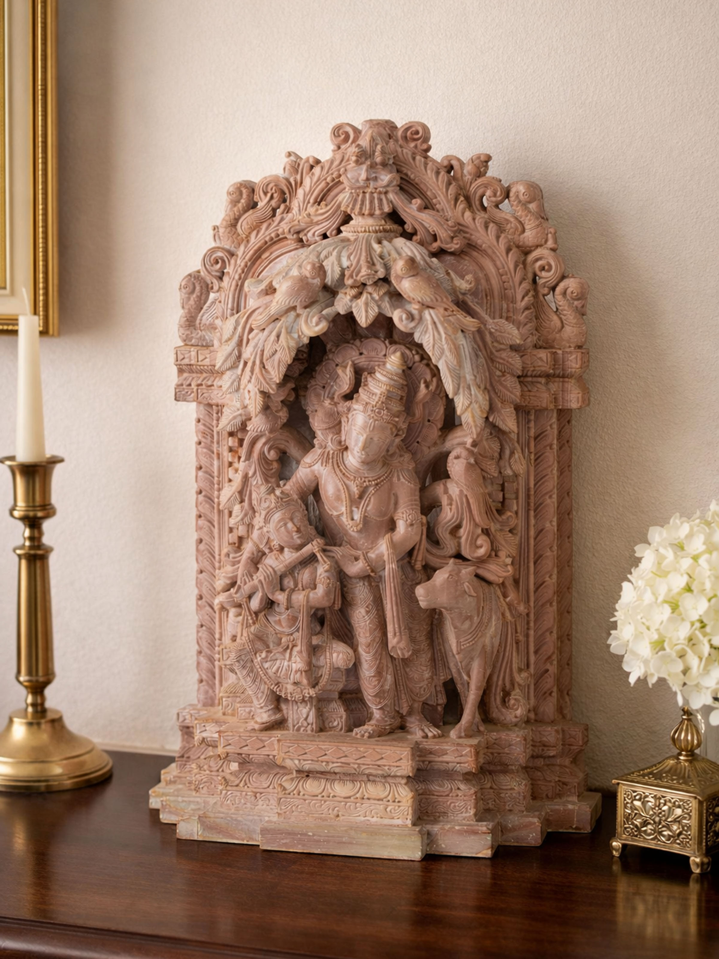 Stone Carved Radha Krishna Idol