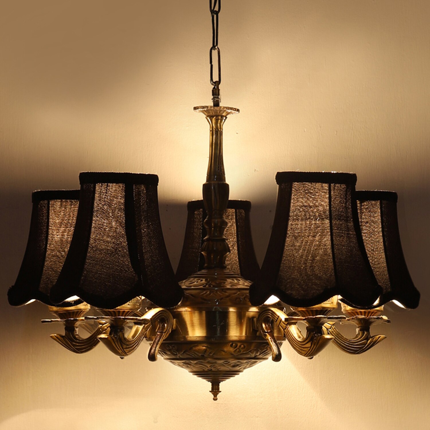 Devansh Gold Wall Mounted Lamp With Black Cotton Shade